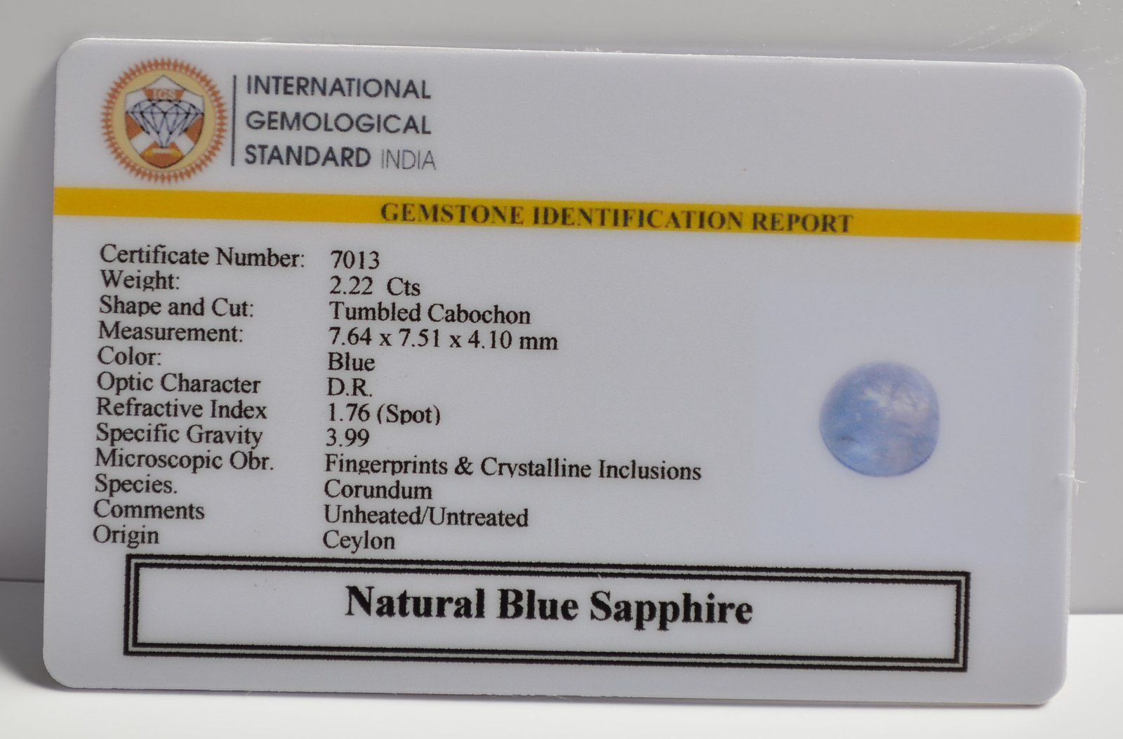 BSP15085 2 1 BLUE SAPPHIRE 2.22 Ct.