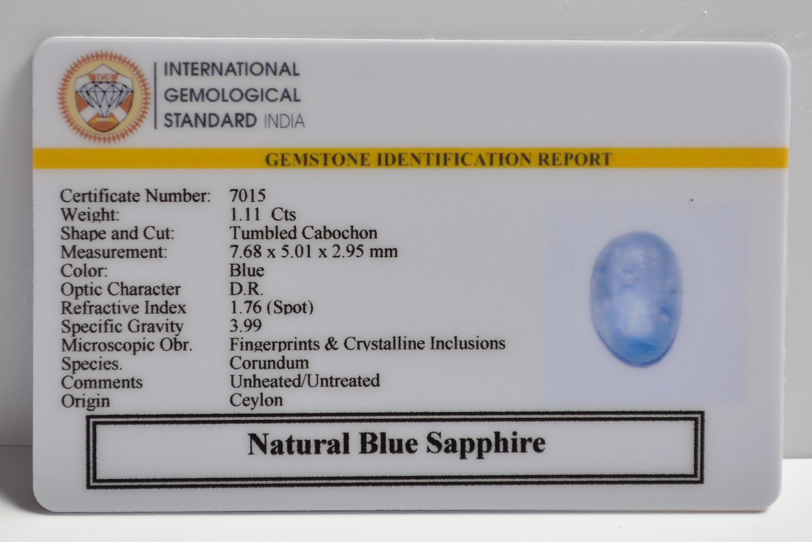 BSP15087 2 BLUE SAPPHIRE 1.11 Ct.