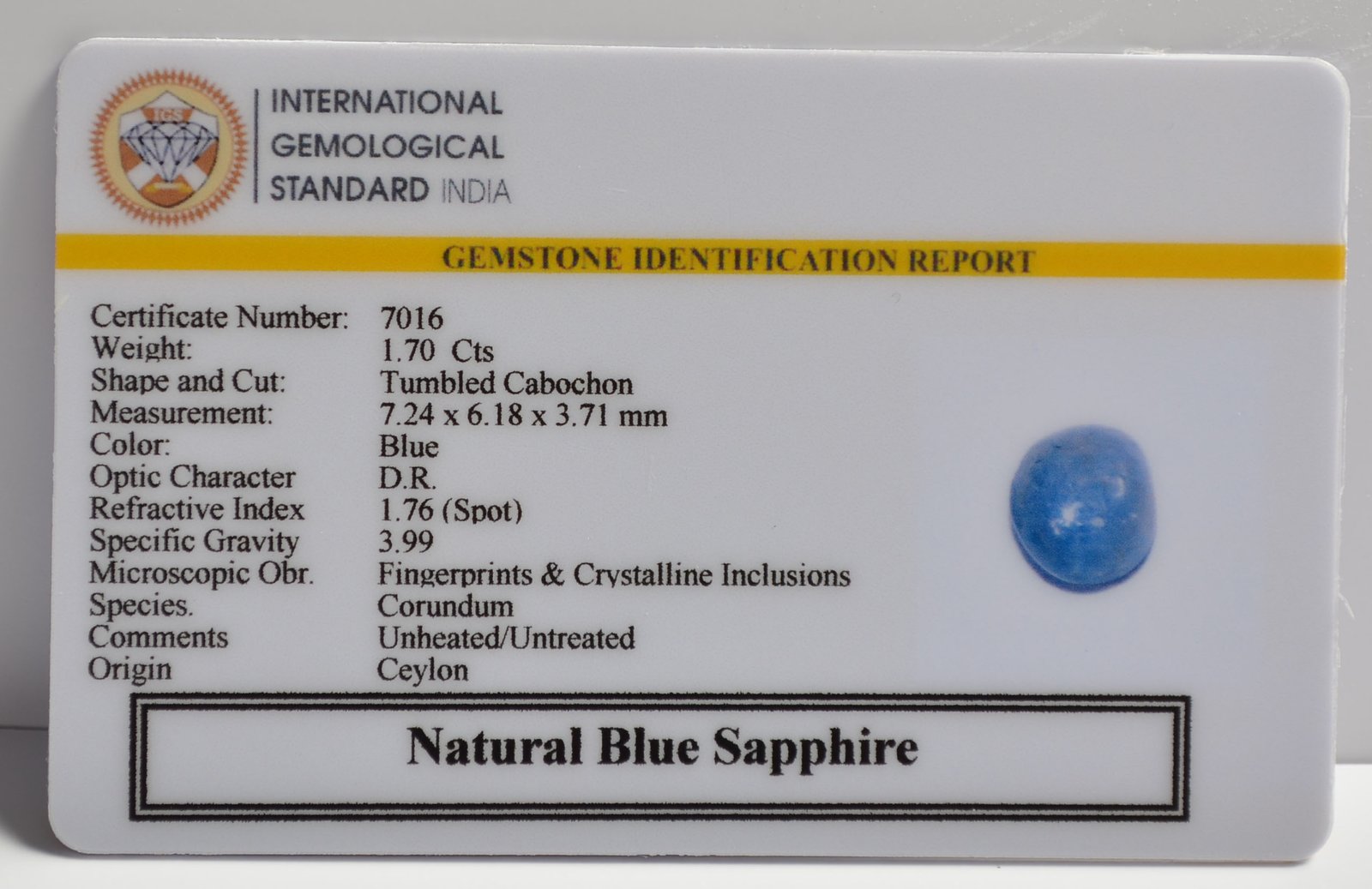 BSP15088 2 BLUE SAPPHIRE 1.7 Ct.