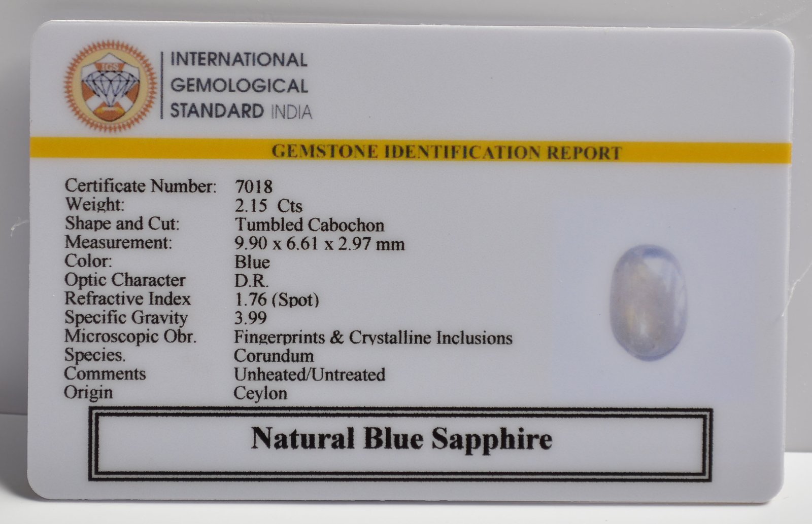 BSP15090 2 1 BLUE SAPPHIRE 2.15 Ct.