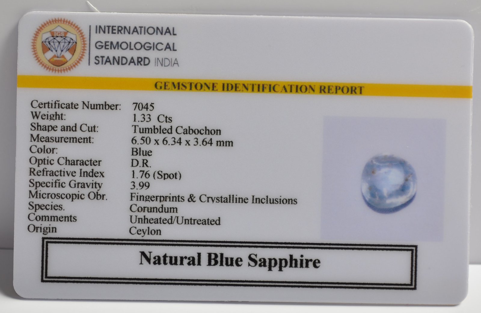 BLUE SAPPHIRE 1.33 Ct. 3 BSP15117 2 1 BLUE SAPPHIRE 1.33 Ct.