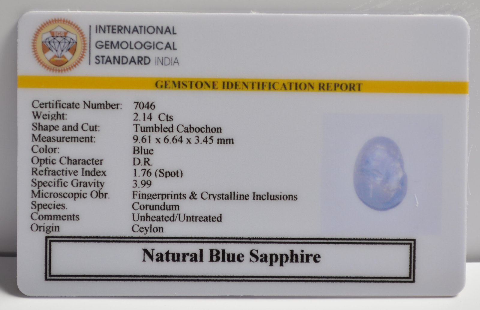 BSP15118 2 1 BLUE SAPPHIRE 2.14 Ct.