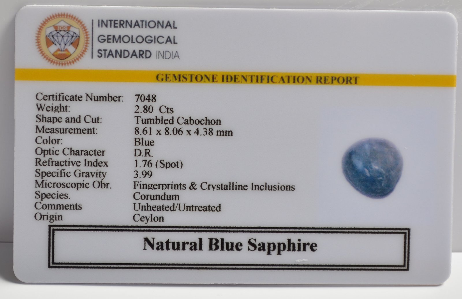 BSP15120 2 1 BLUE SAPPHIRE 2.8 Ct.