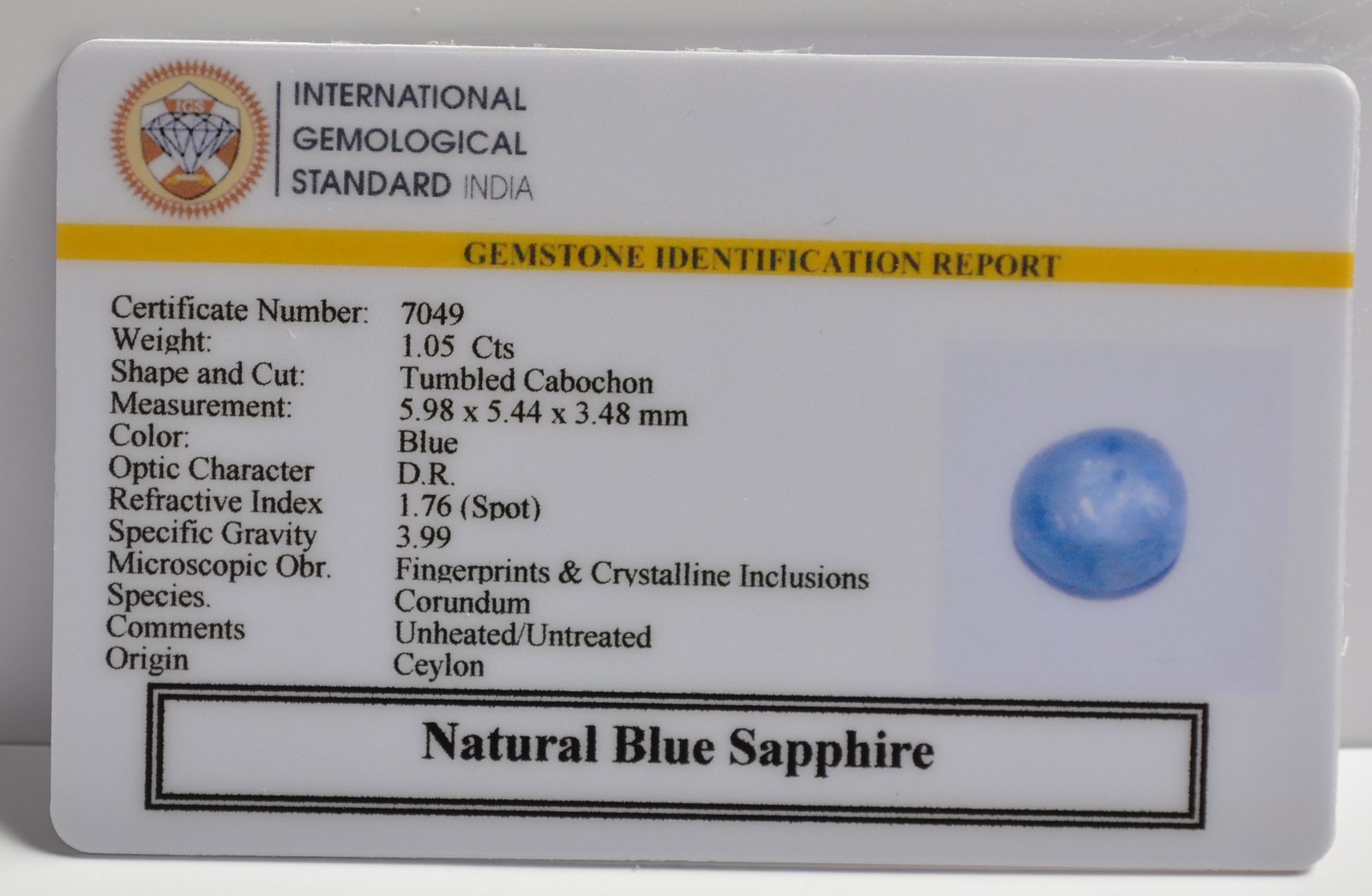 BSP15121 2 1 BLUE SAPPHIRE 1.05 Ct.