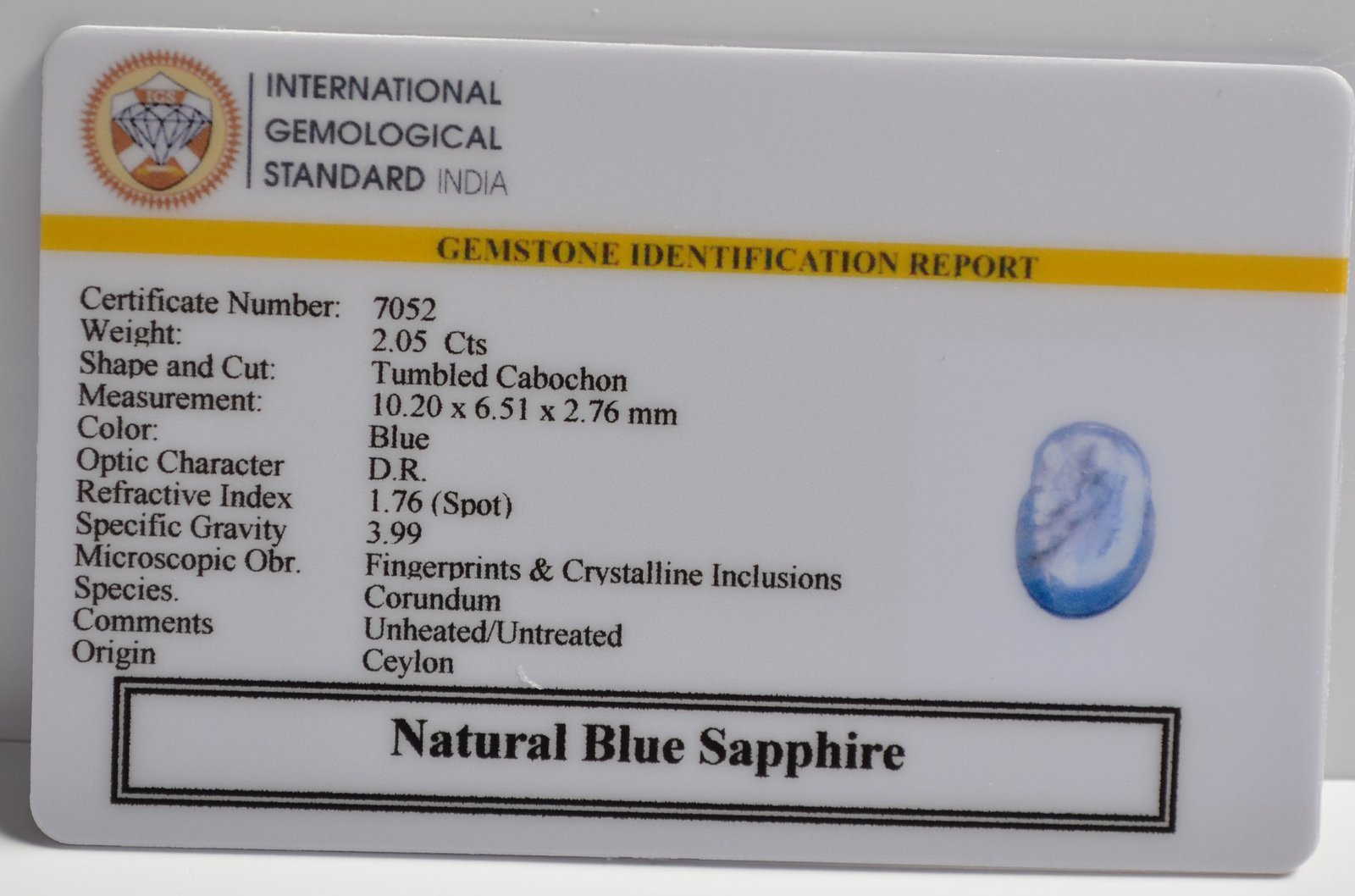 BSP15124 2 1 BLUE SAPPHIRE 2.05 Ct.
