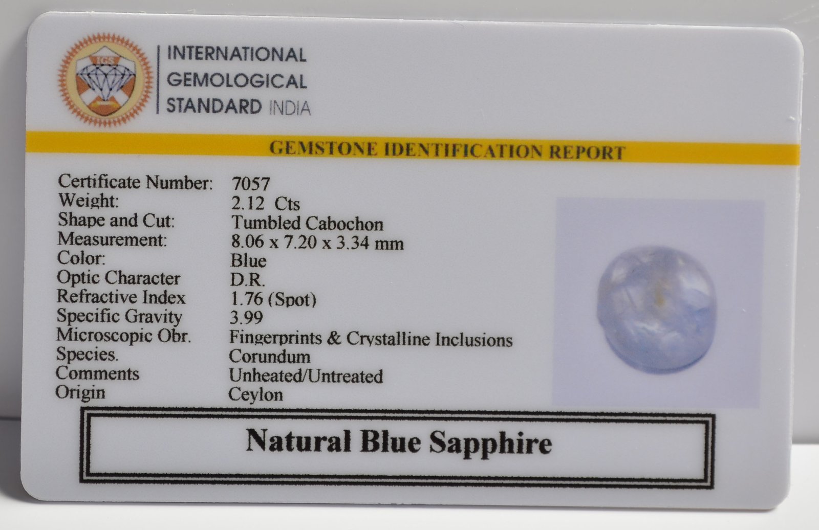 BSP15129 2 1 BLUE SAPPHIRE 2.12 Ct.