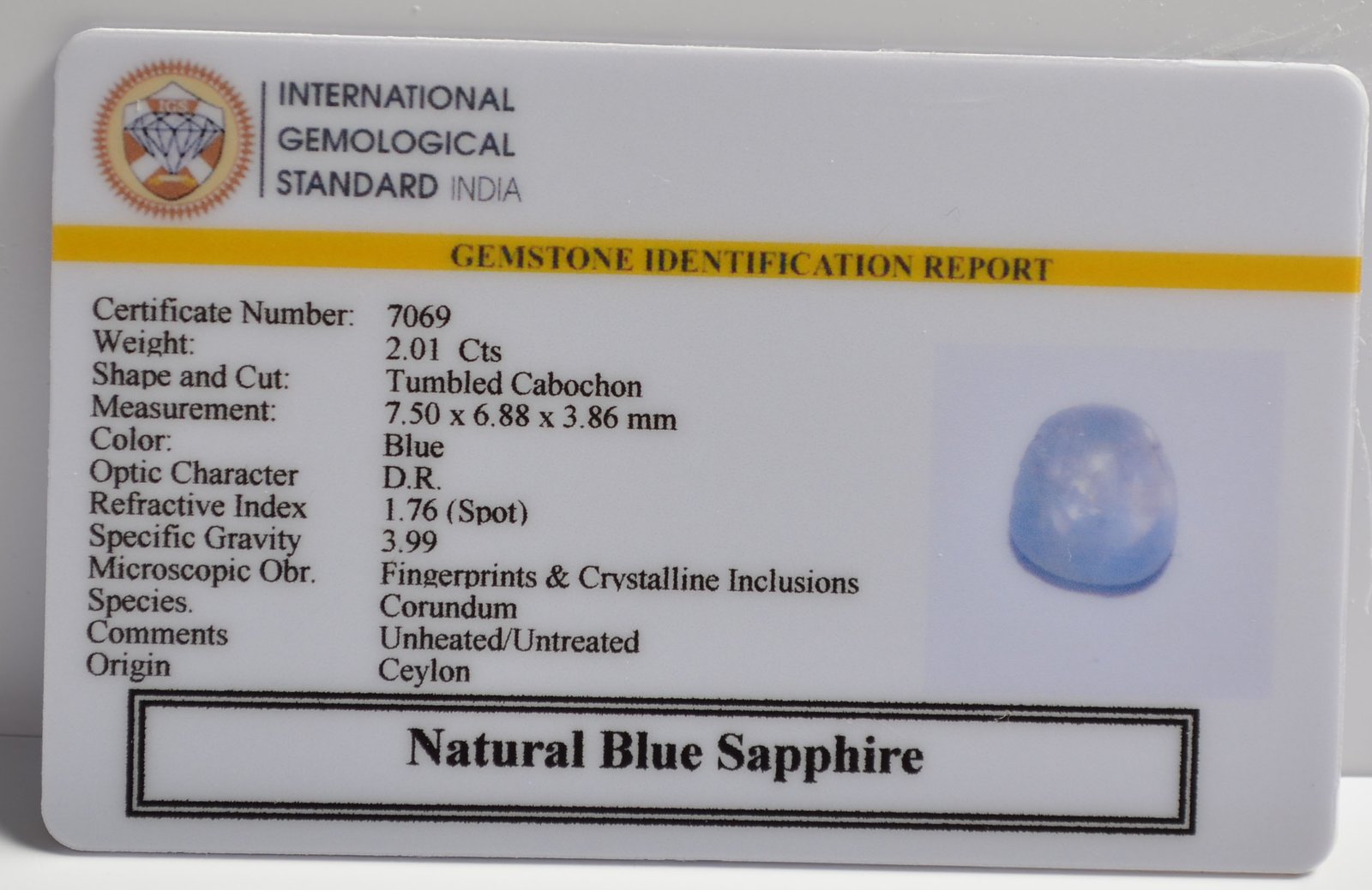 BSP15141 2 BLUE SAPPHIRE 2.01 Ct.