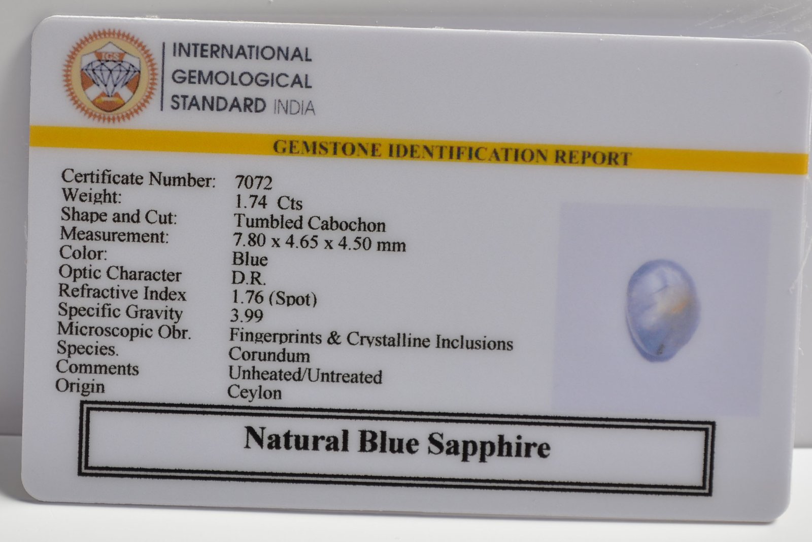 BSP15144 2 BLUE SAPPHIRE 1.74 Ct.
