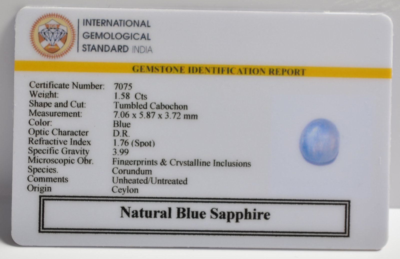 BLUE SAPPHIRE 1.58 Ct. 3 BSP15147 2 1 BLUE SAPPHIRE 1.58 Ct.