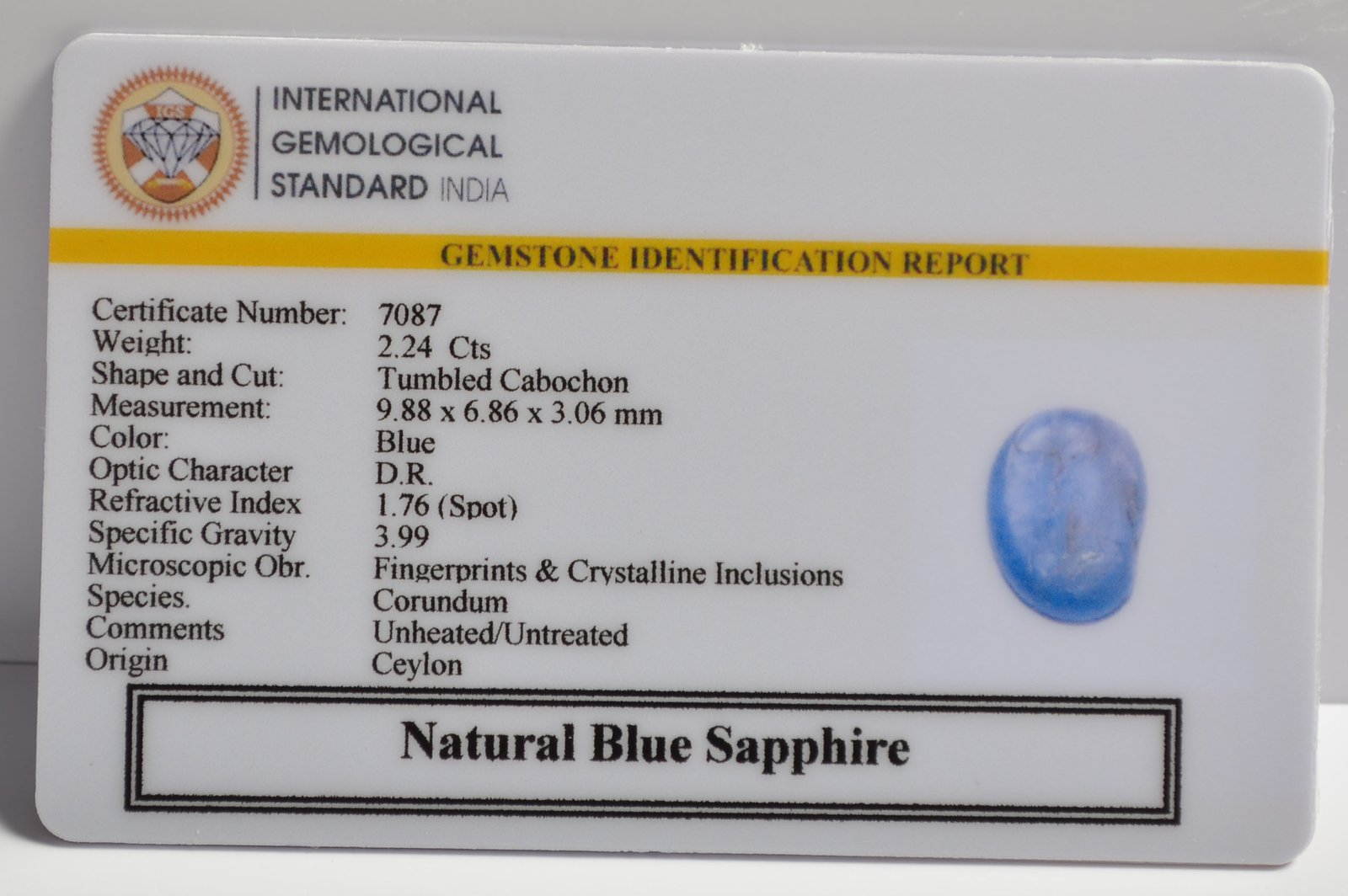 BSP15159 2 BLUE SAPPHIRE 2.24 Ct.
