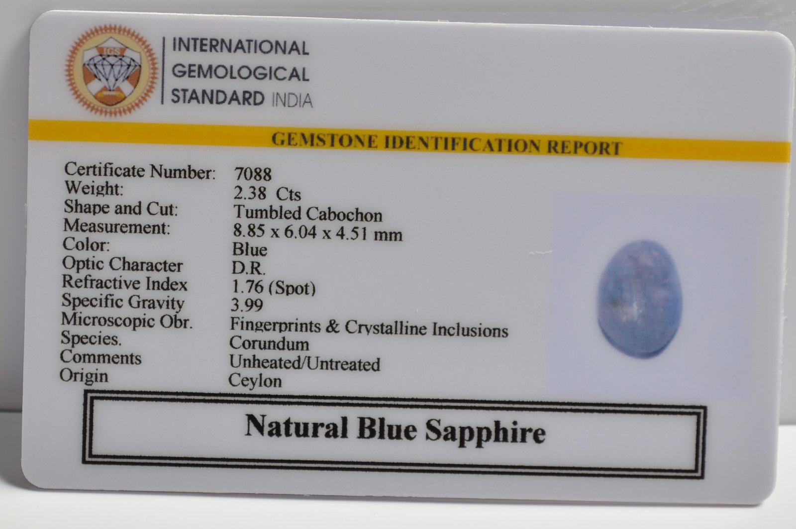 BSP15160 2 BLUE SAPPHIRE 2.38 Ct.