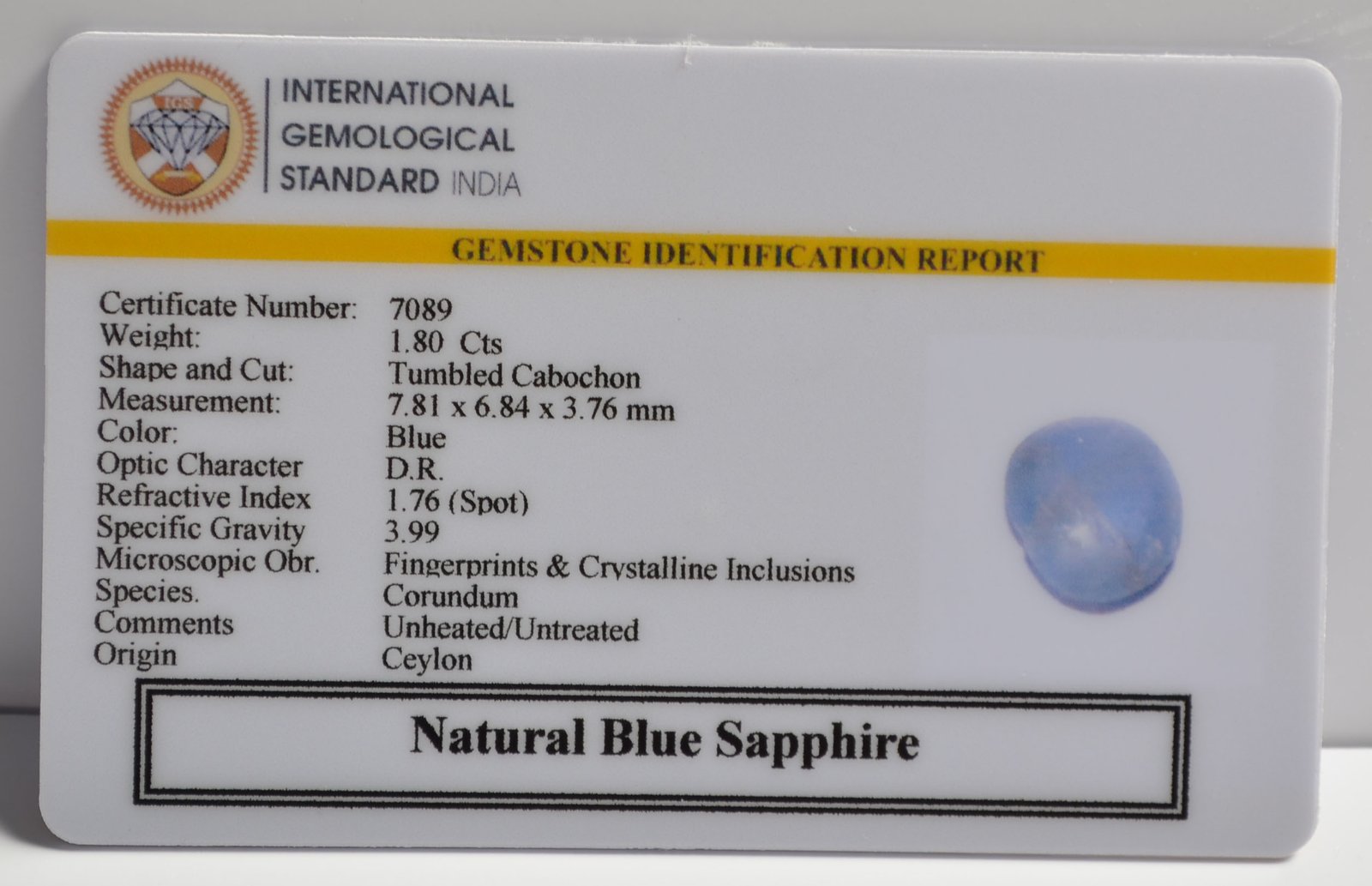 BSP15161 2 BLUE SAPPHIRE 1.8 Ct.
