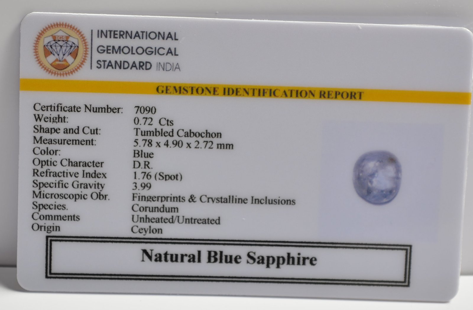 BSP15162 2 BLUE SAPPHIRE 0.72 Ct.