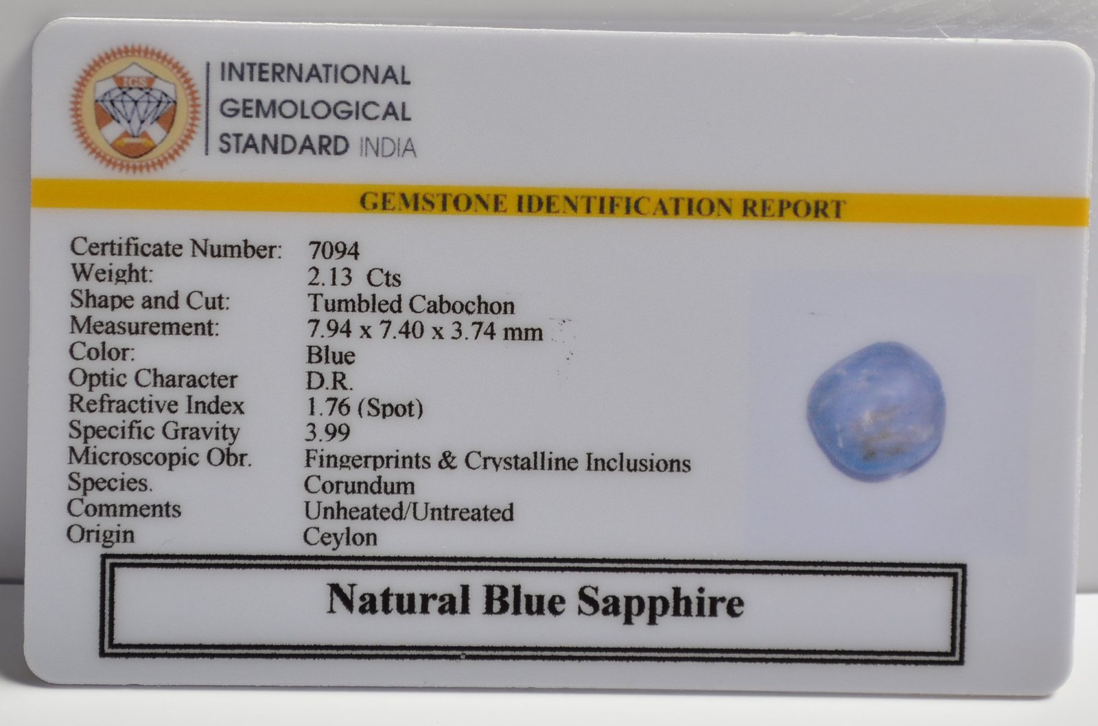 BSP15166 2 BLUE SAPPHIRE 2.13 Ct.