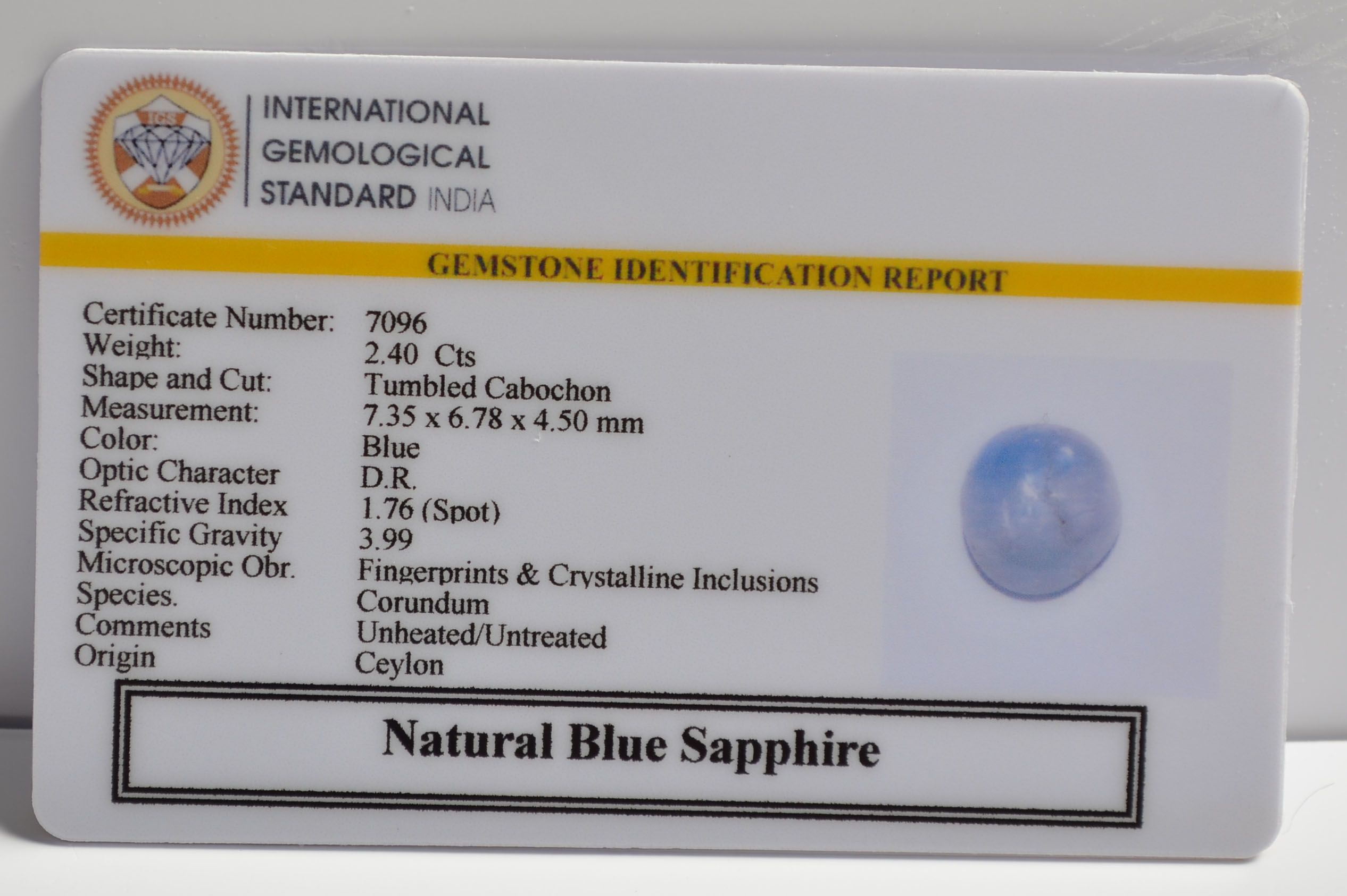 BLUE SAPPHIRE 2.4 Ct. 3 BSP15168 2 BLUE SAPPHIRE 2.4 Ct.