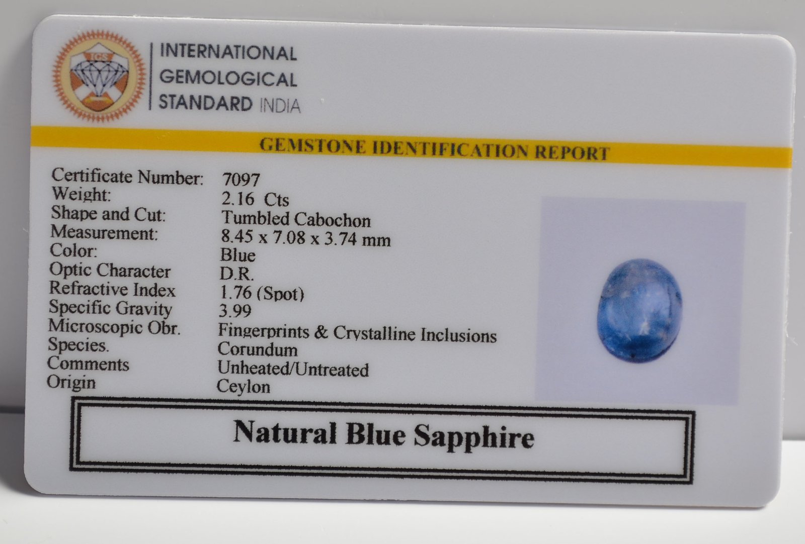 BSP15169 2 BLUE SAPPHIRE 2.16 Ct.