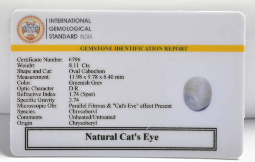 CATS EYE 8.11 Ct. 3 CE2854 2 CATS EYE 8.11 Ct.