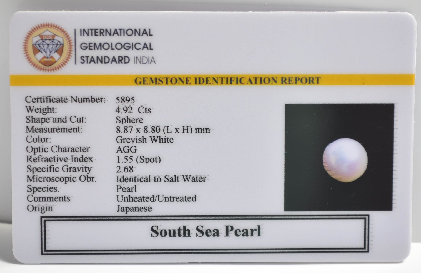 DSP2917 2 1 SOUTH SEA PEARL 4.92 Ct.