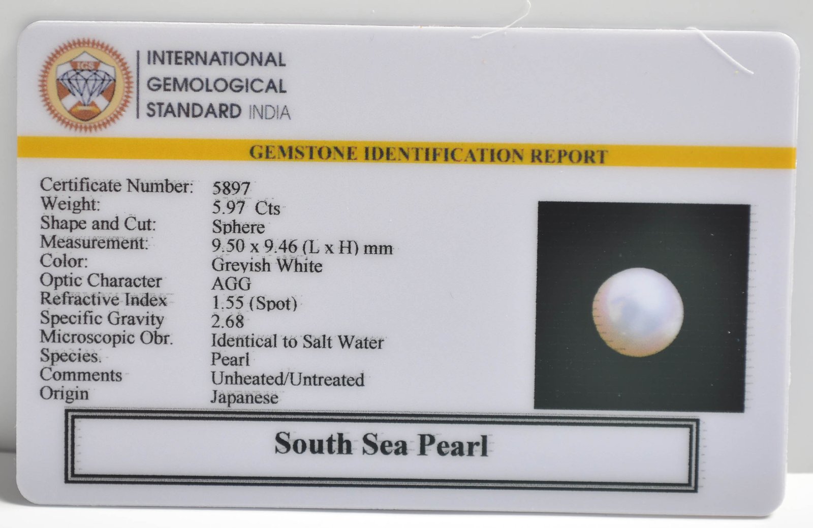DSP2919 2 1 SOUTH SEA PEARL 5.97 Ct.