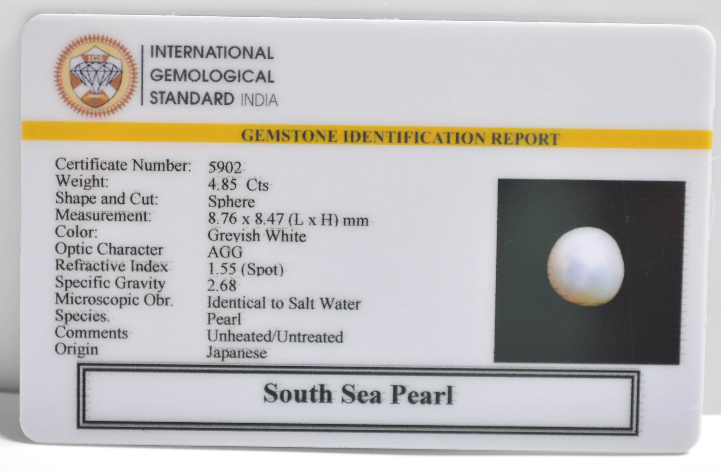 DSP2922 2 SOUTH SEA PEARL 4.85 Ct.