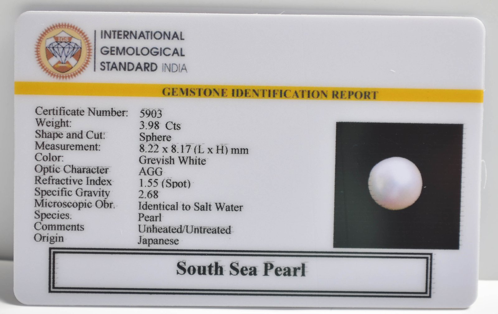 DSP2923 2 1 SOUTH SEA PEARL 3.98 Ct.