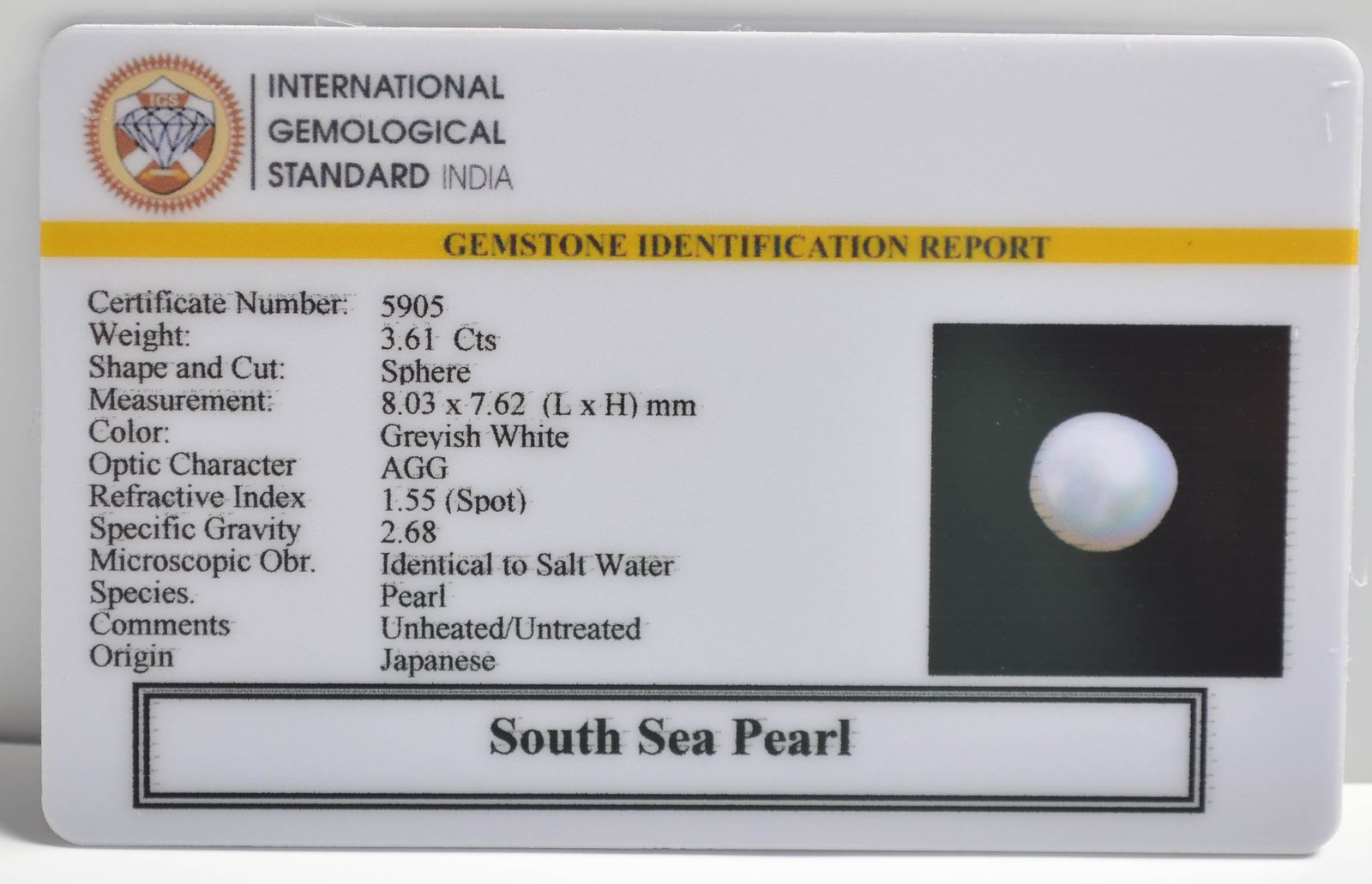 DSP2925 2 1 SOUTH SEA PEARL 3.61 Ct.