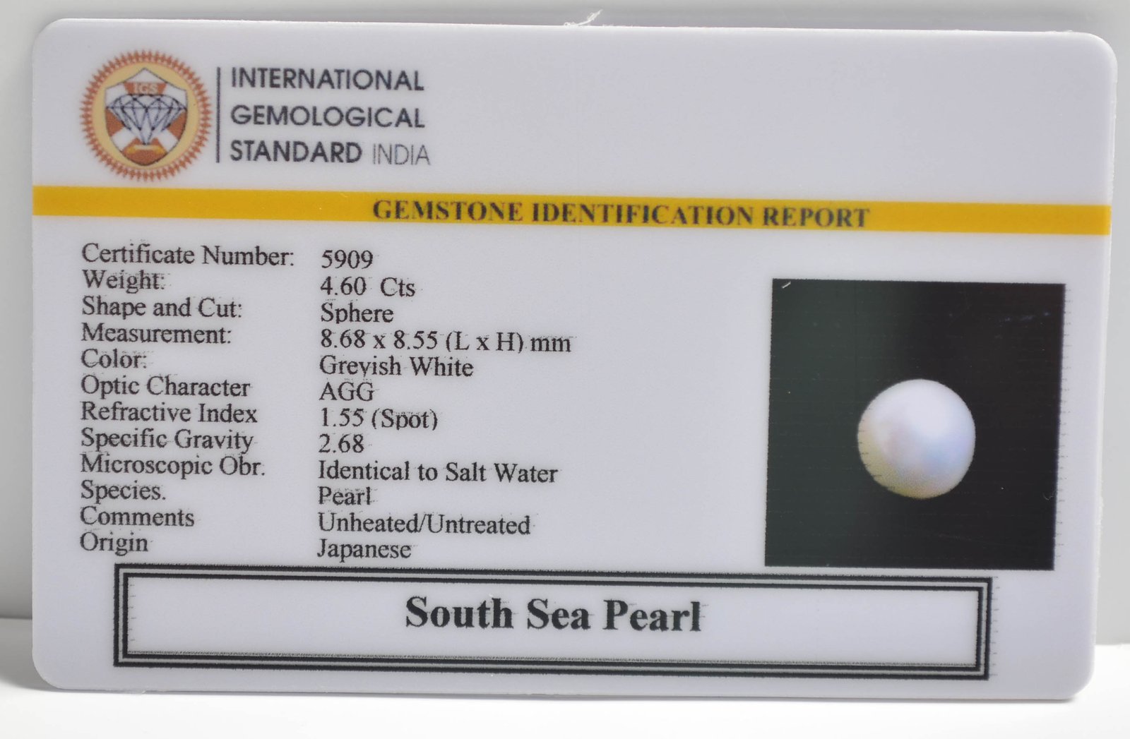 DSP2927 2 1 SOUTH SEA PEARL 4.6 Ct.