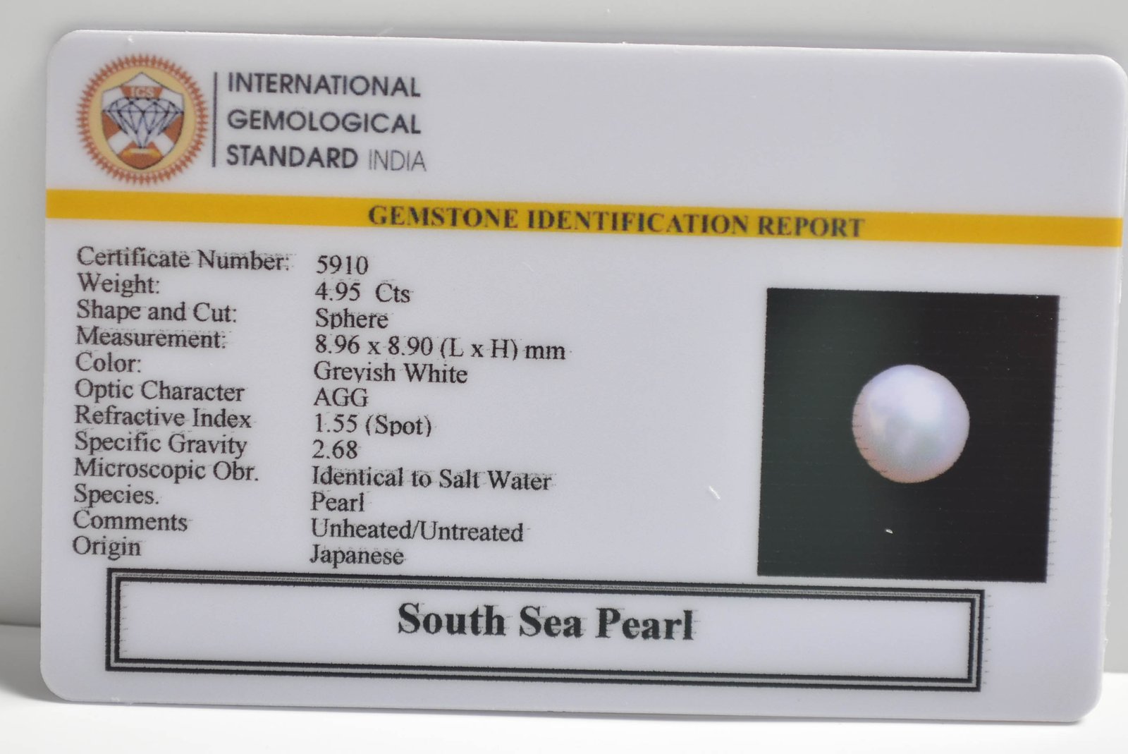 DSP2928 2 1 SOUTH SEA PEARL 4.95 Ct.