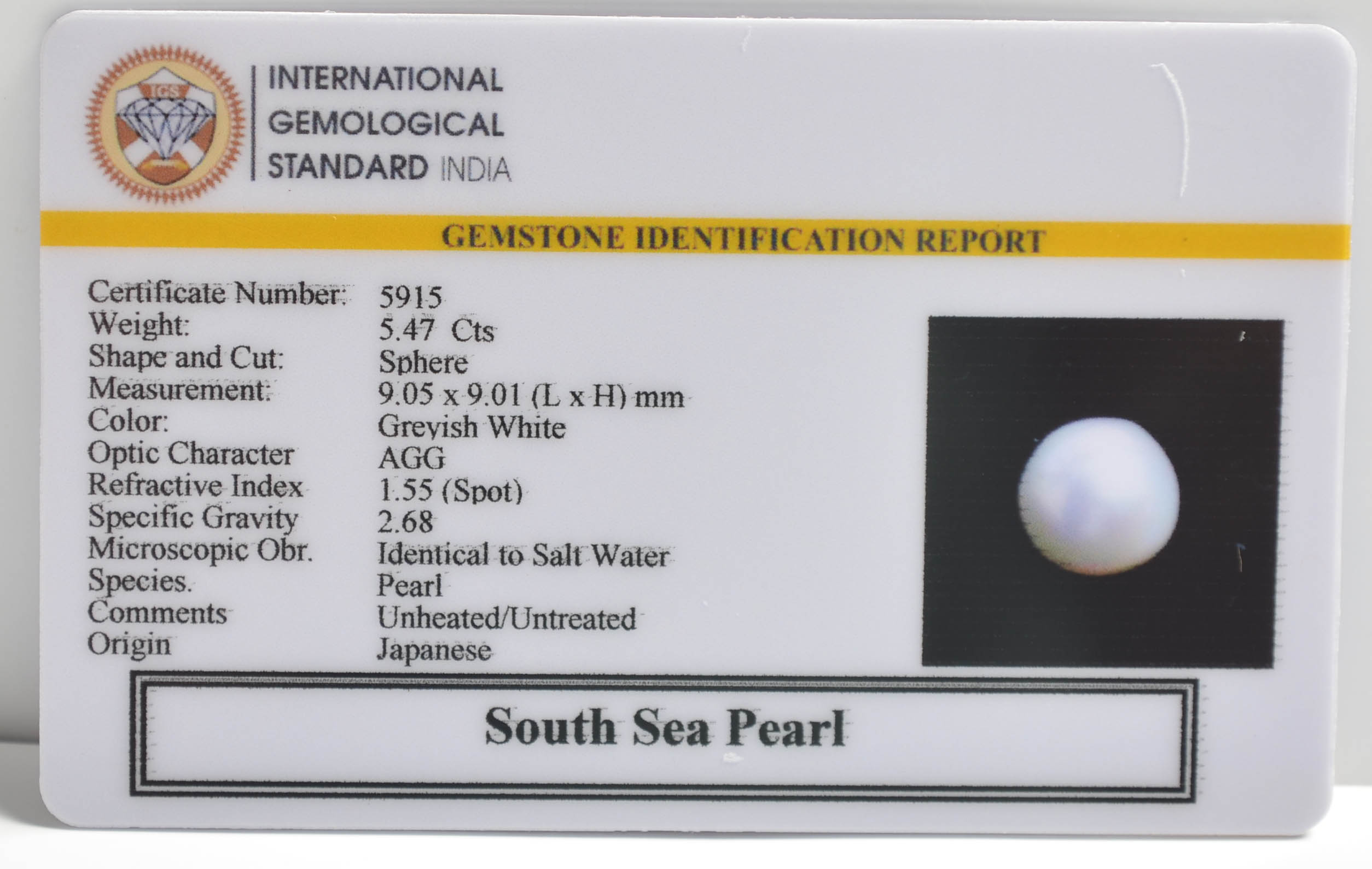 DSP2933 2 SOUTH SEA PEARL 5.47 Ct.