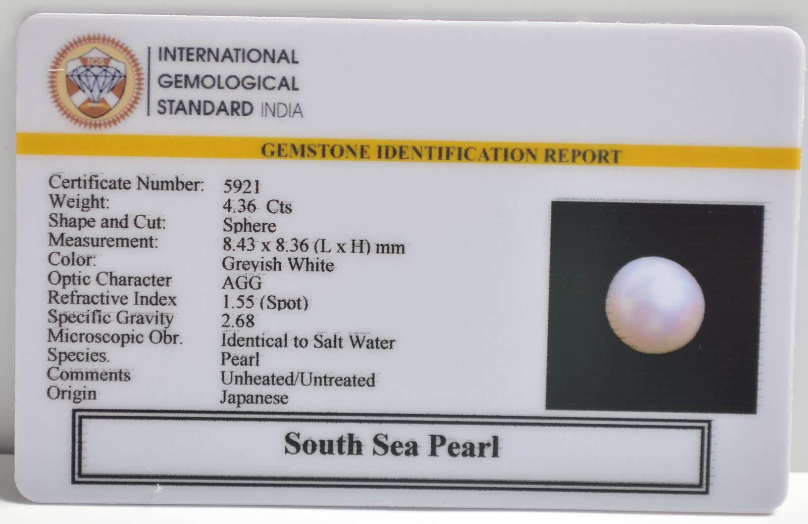 DSP2939 2 1 SOUTH SEA PEARL 4.36 Ct.