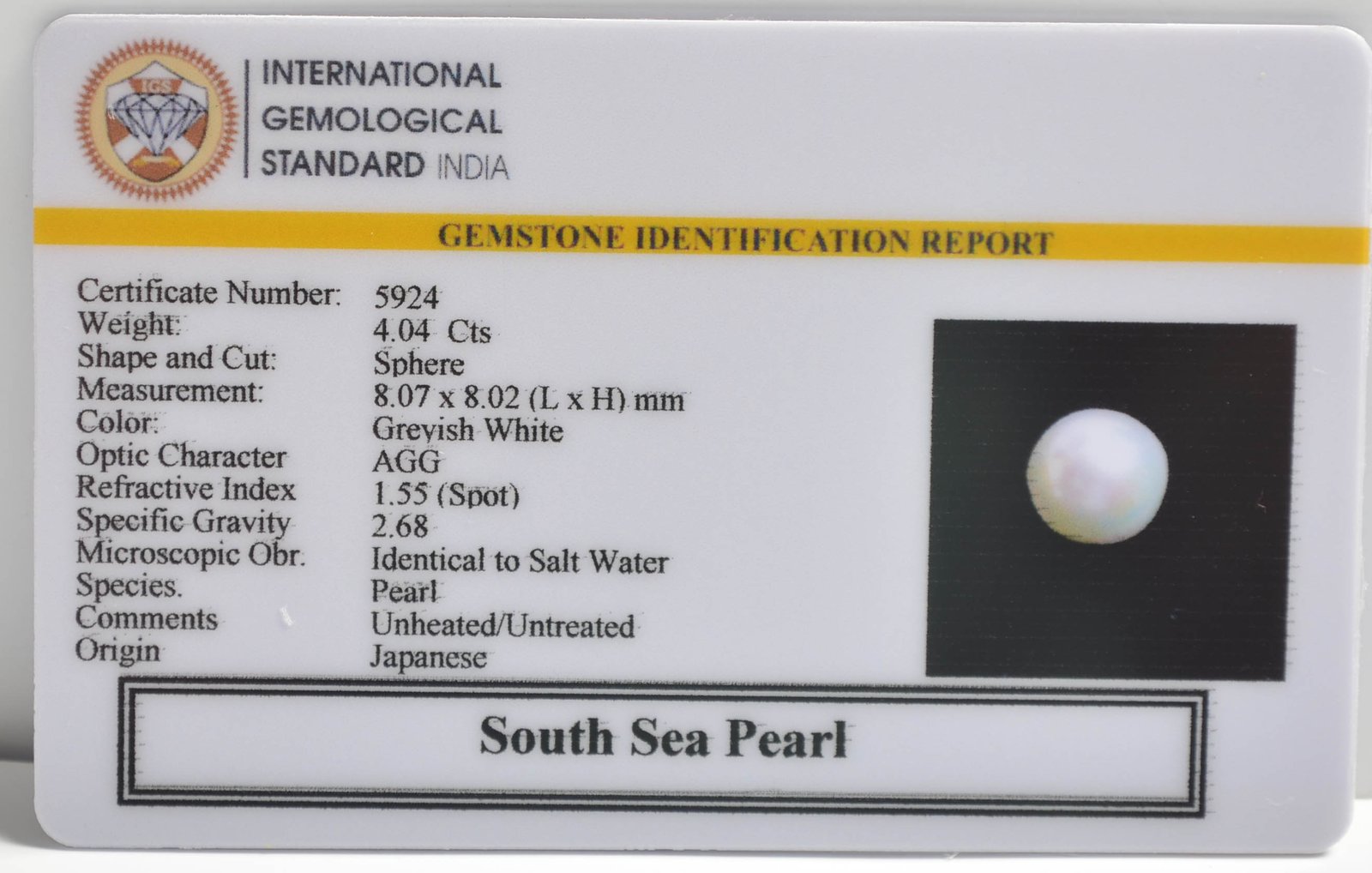 DSP2942 2 1 SOUTH SEA PEARL 4.04 Ct.