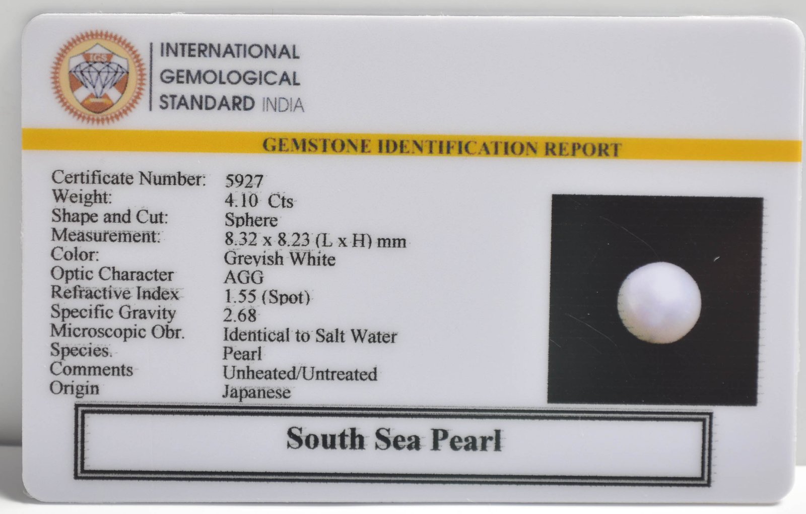 DSP2945 2 1 SOUTH SEA PEARL 4.1 Ct.