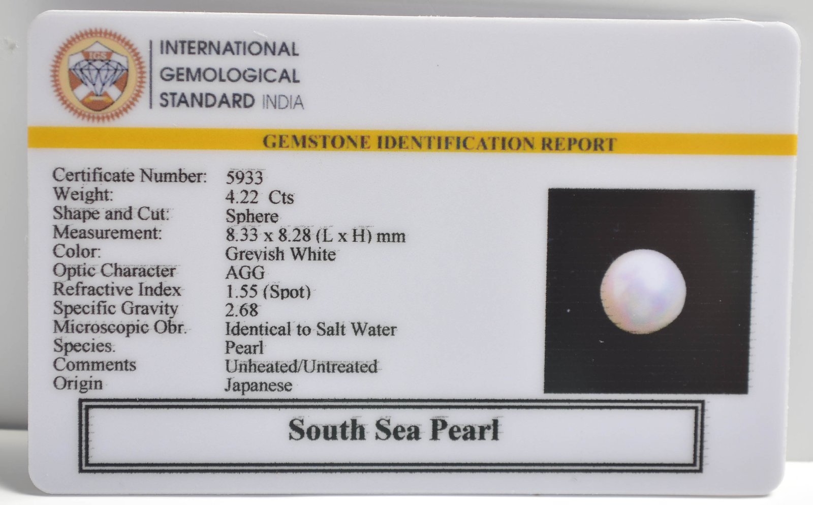 DSP2949 2 1 SOUTH SEA PEARL 4.22 Ct.