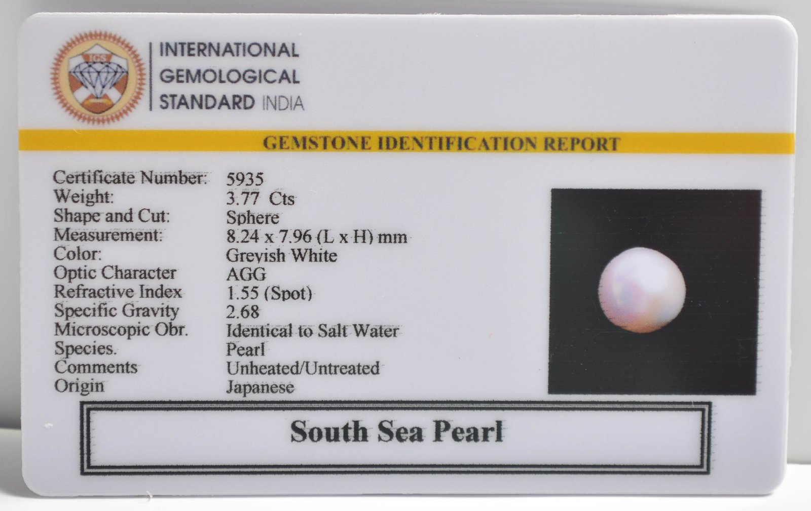 DSP2951 2 1 SOUTH SEA PEARL 3.77 Ct.