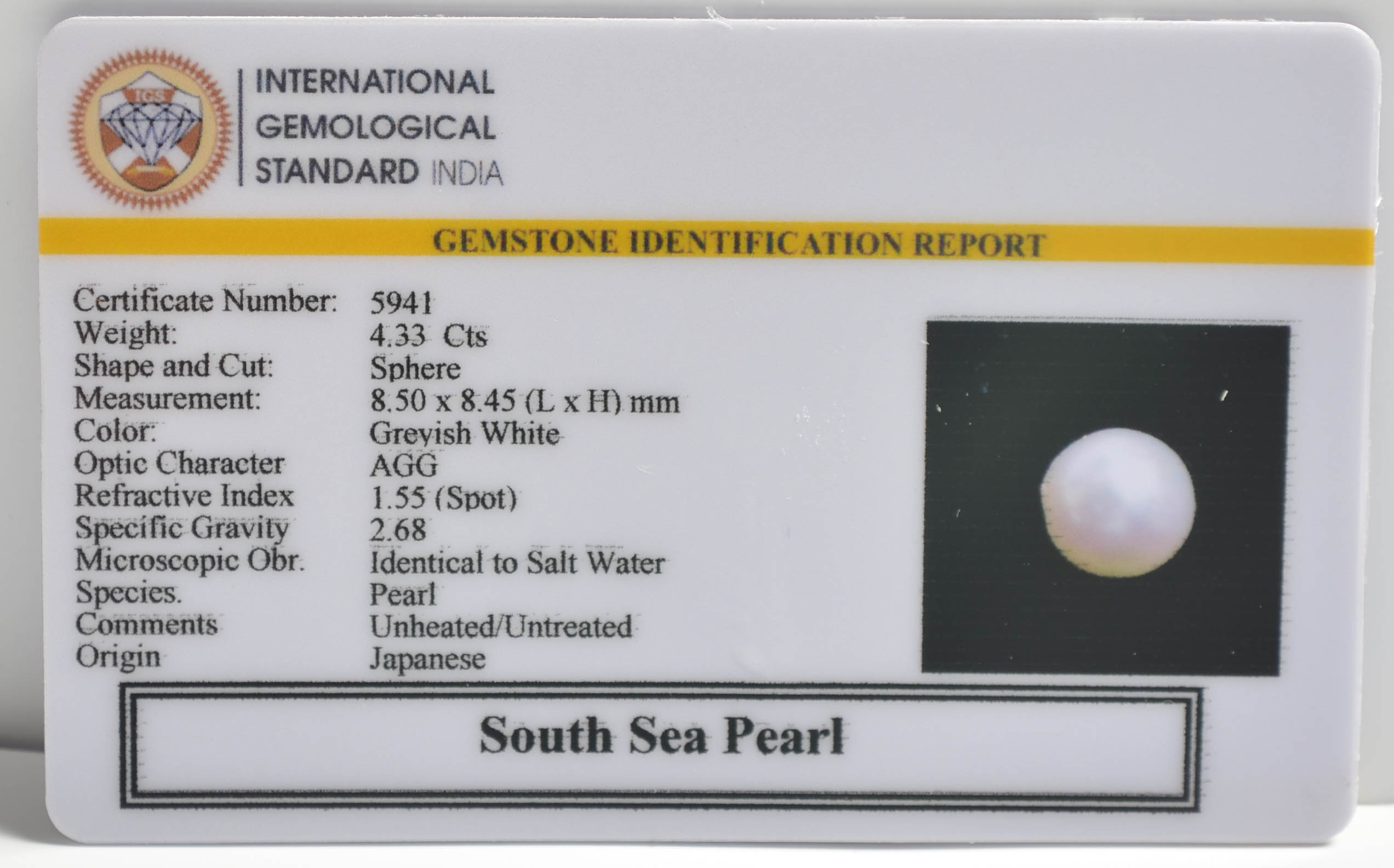 DSP2955 2 SOUTH SEA PEARL 4.33 Ct.