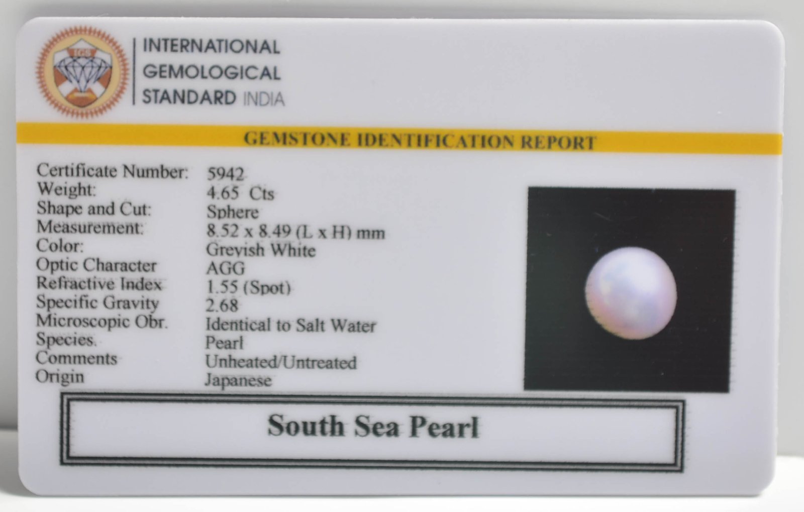 DSP2956 2 1 SOUTH SEA PEARL 4.65 Ct.