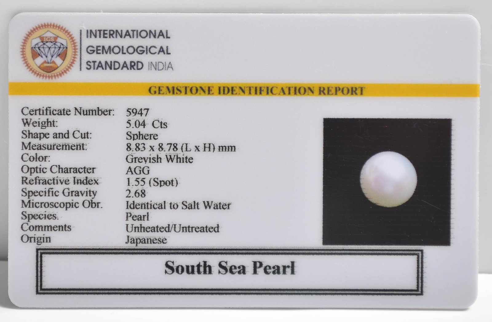 DSP2959 2 SOUTH SEA PEARL 5.04 Ct.