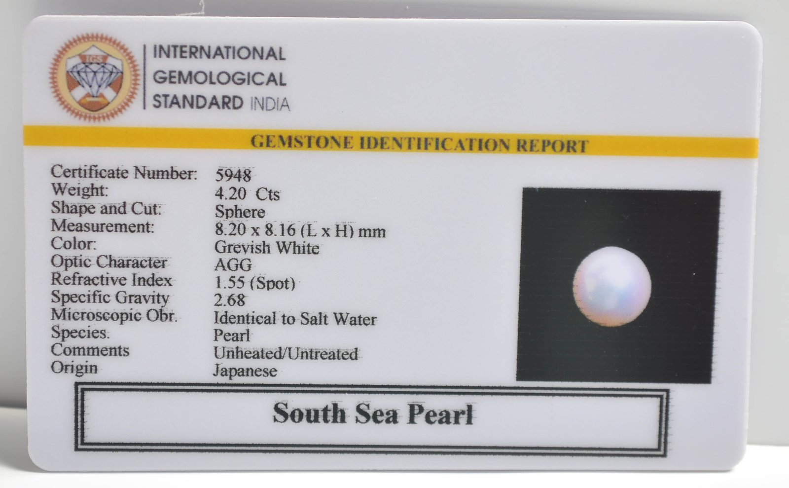 DSP2960 2 1 SOUTH SEA PEARL 4.2 Ct.