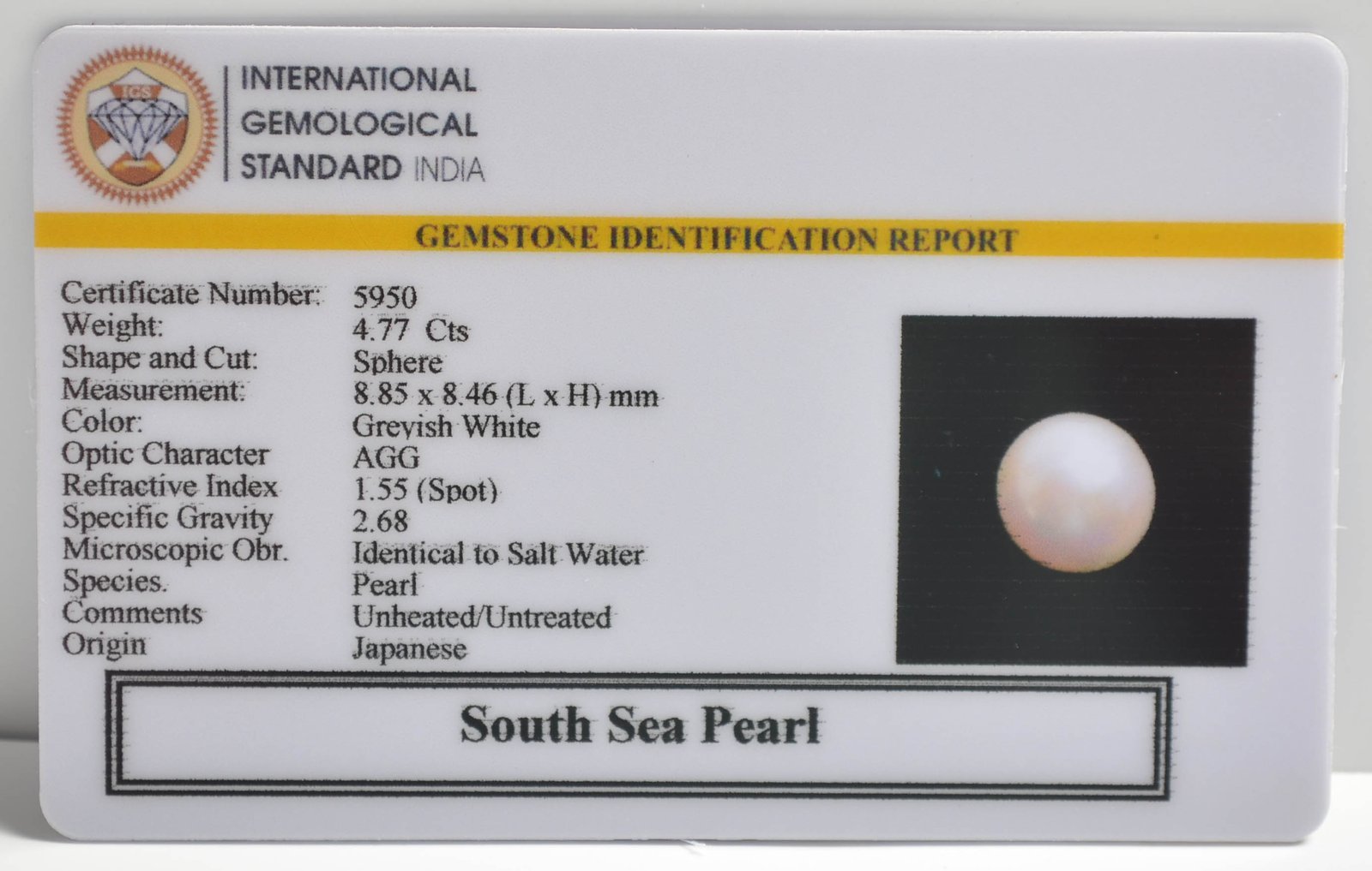 DSP2962 2 1 SOUTH SEA PEARL 4.77 Ct.