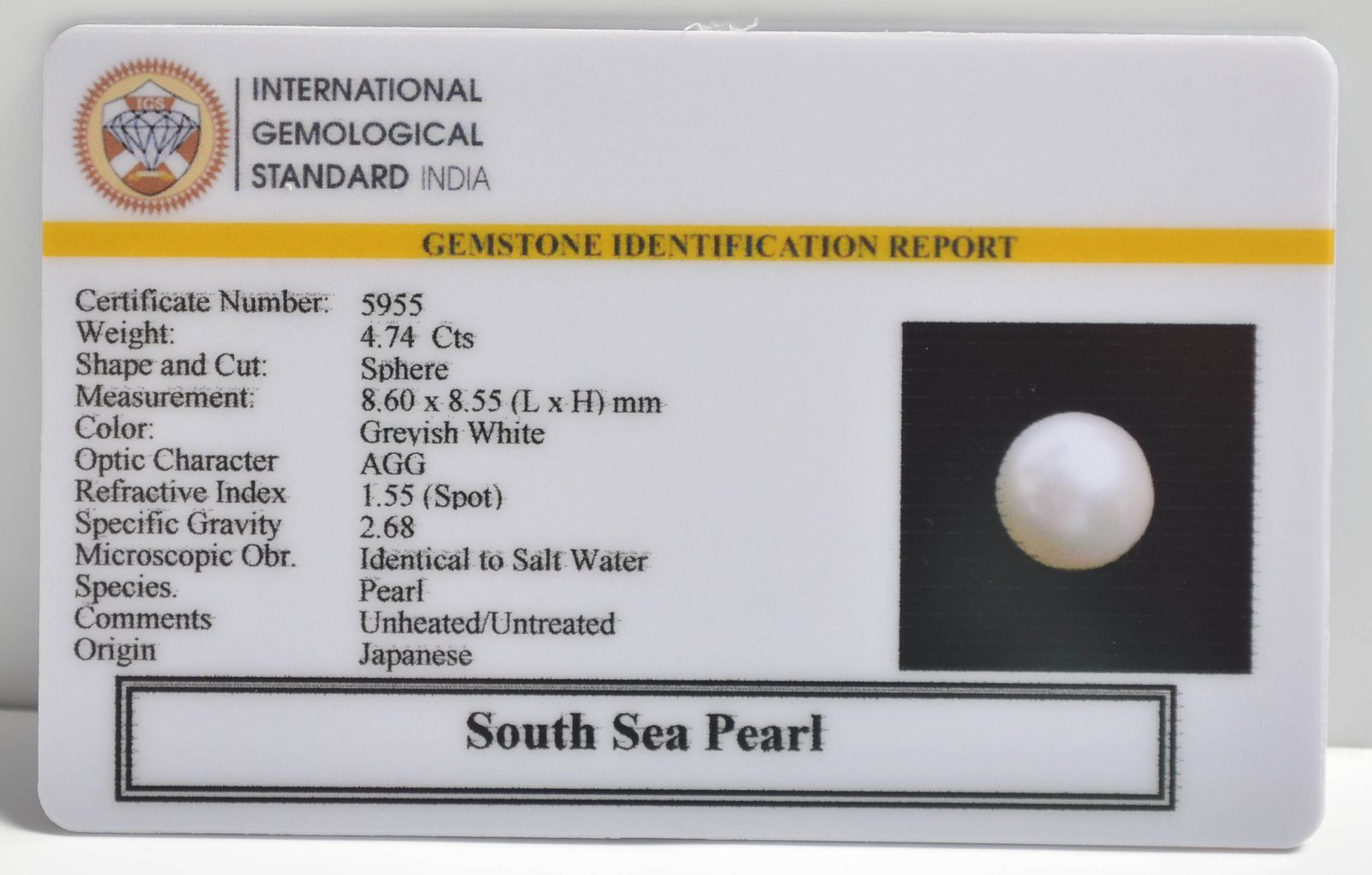 DSP2965 2 1 SOUTH SEA PEARL 4.74 Ct.
