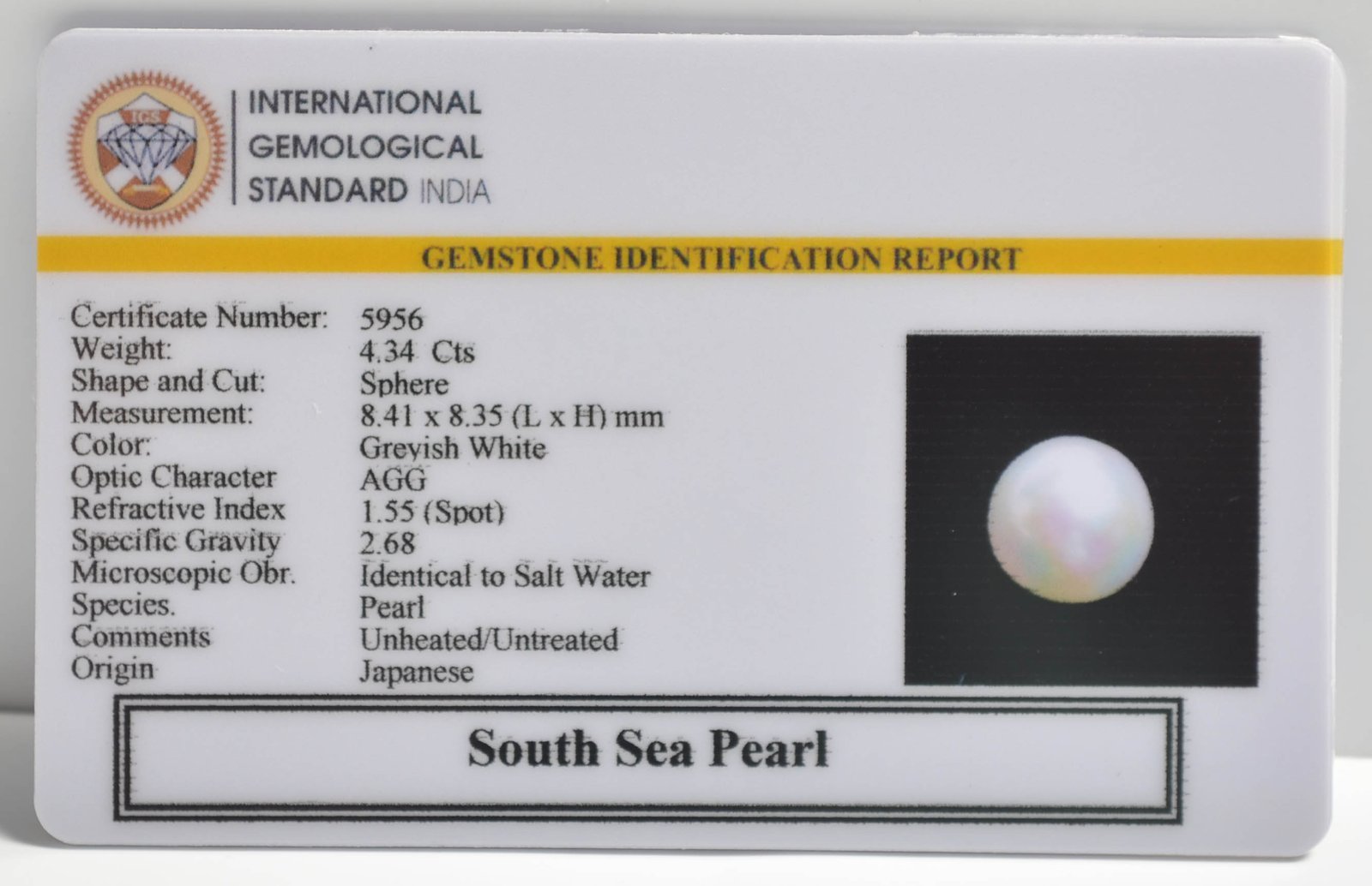 DSP2966 2 1 SOUTH SEA PEARL 4.34 Ct.