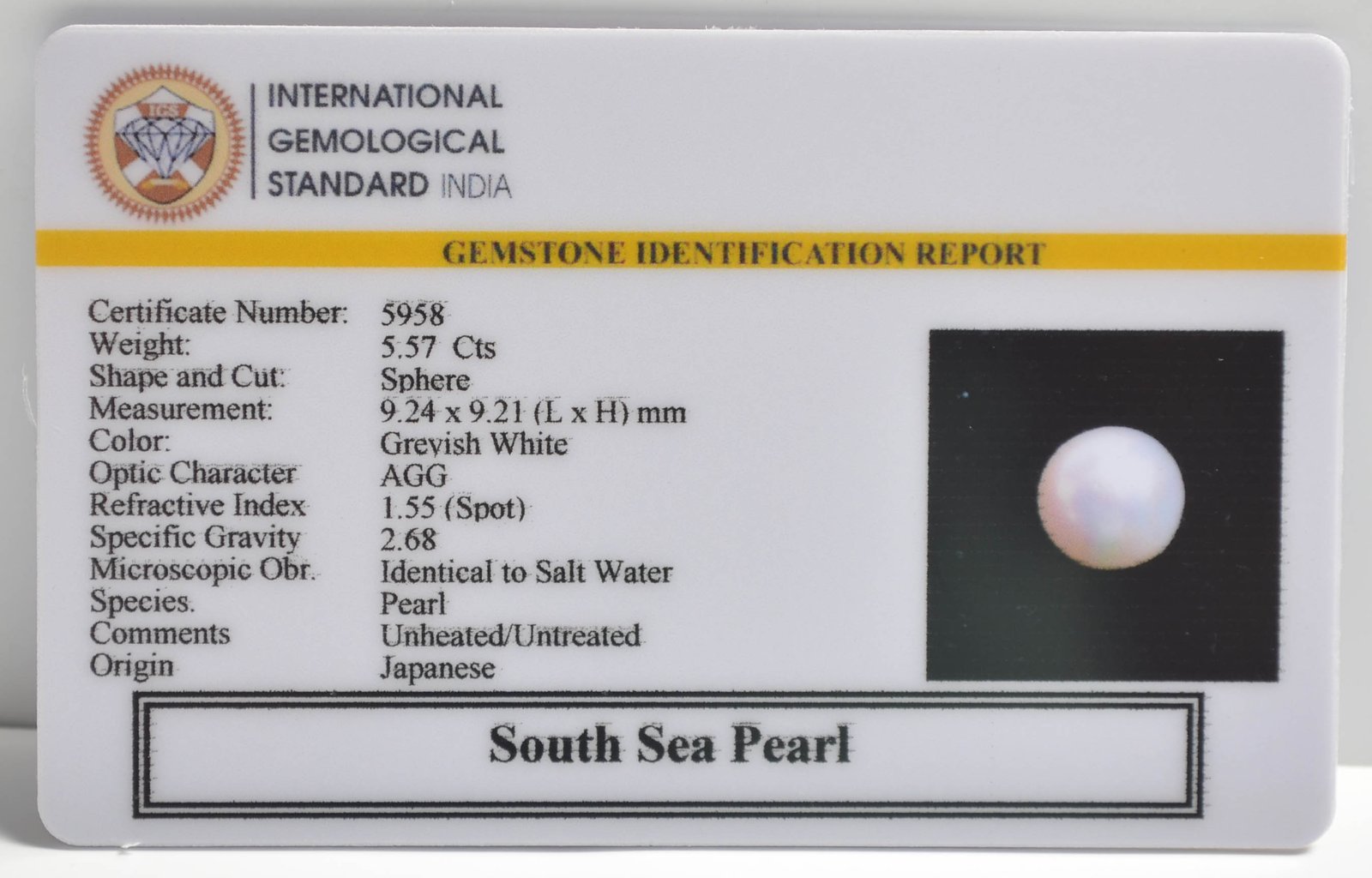 DSP2967 2 1 SOUTH SEA PEARL 5.57 Ct.