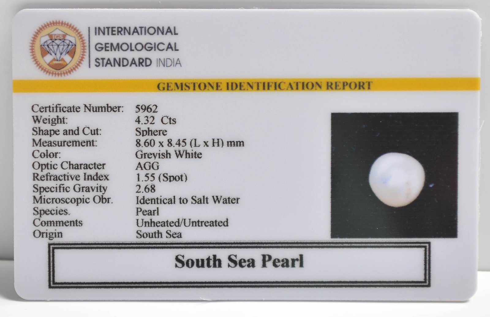 DSP2970 2 1 SOUTH SEA PEARL 4.32 Ct.