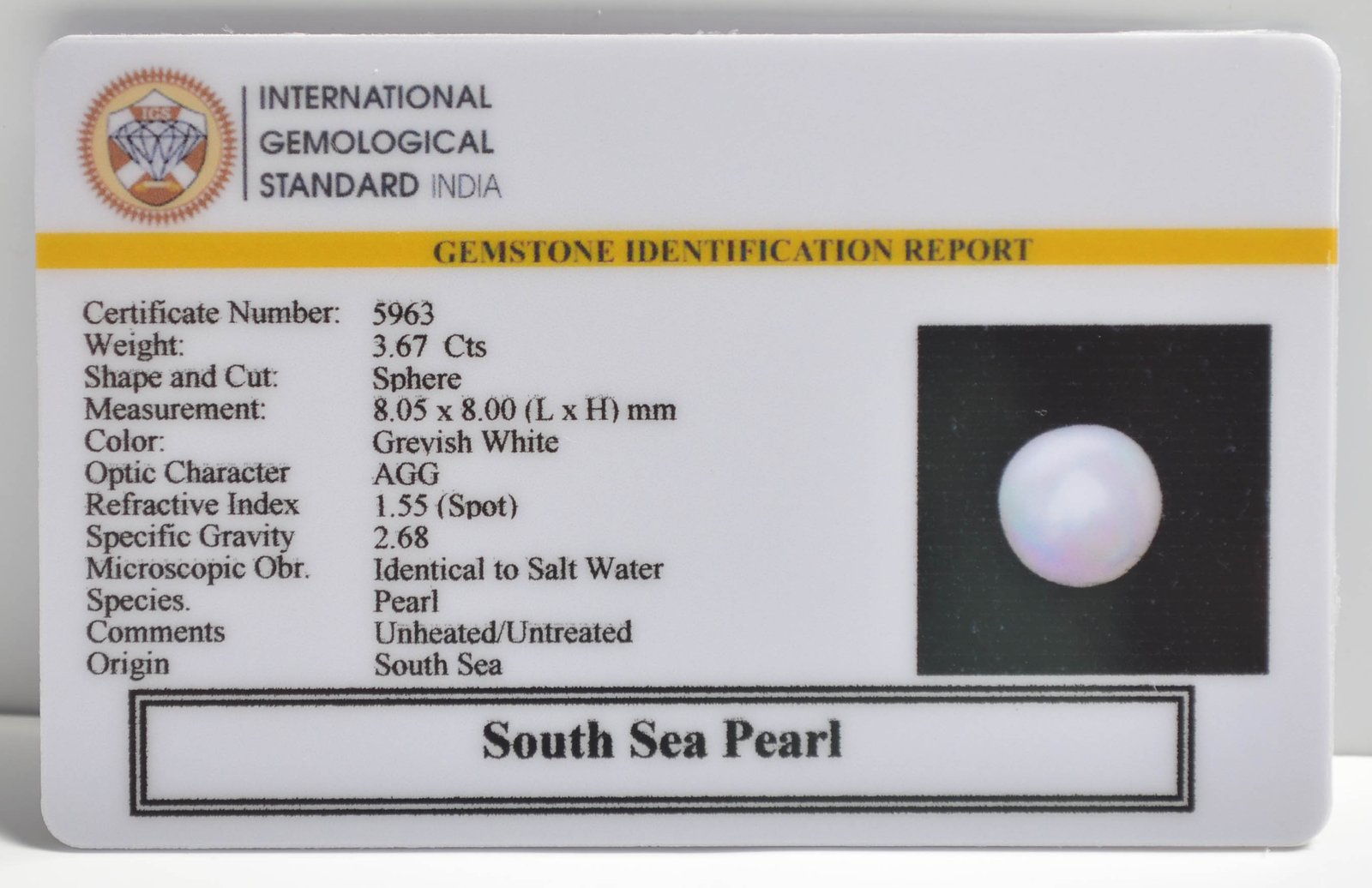 DSP2971 2 1 SOUTH SEA PEARL 3.67 Ct.