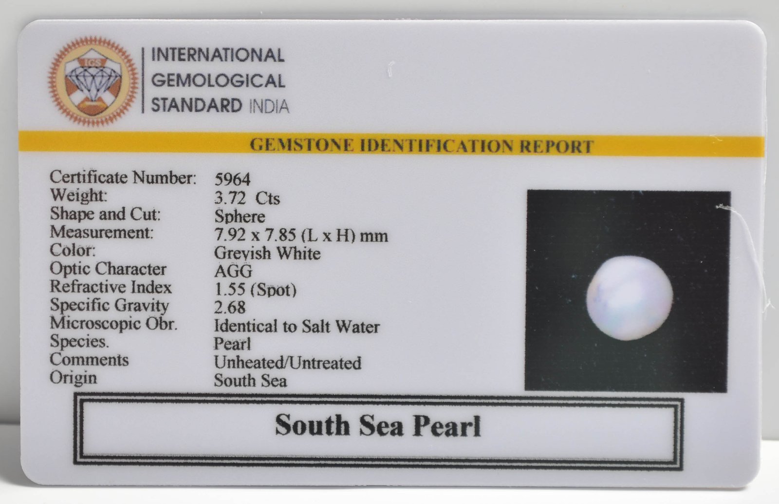 DSP2972 2 1 SOUTH SEA PEARL 3.72 Ct.