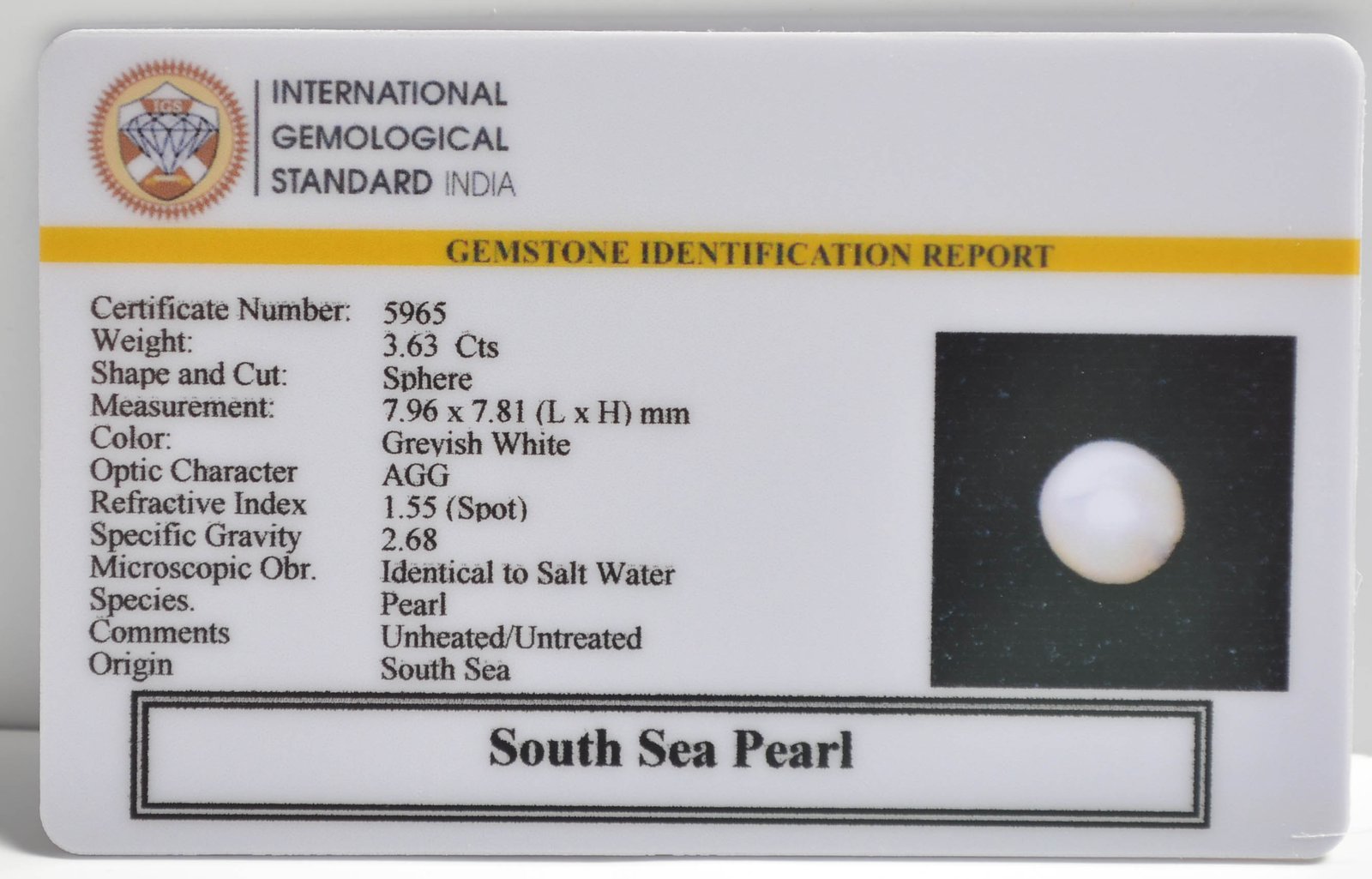 DSP2973 2 1 SOUTH SEA PEARL 3.63 Ct.