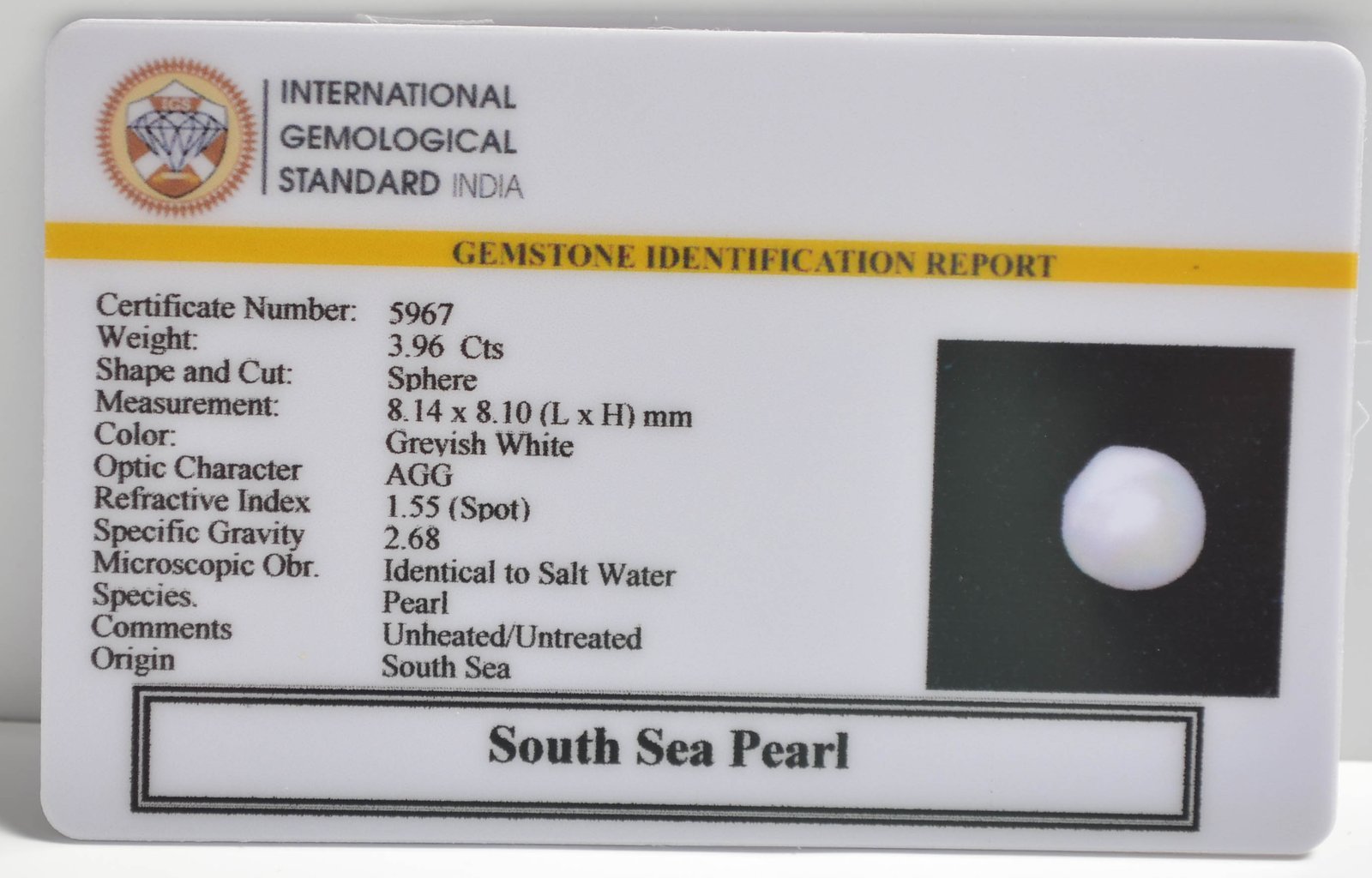 DSP2975 2 1 SOUTH SEA PEARL 3.96 Ct.