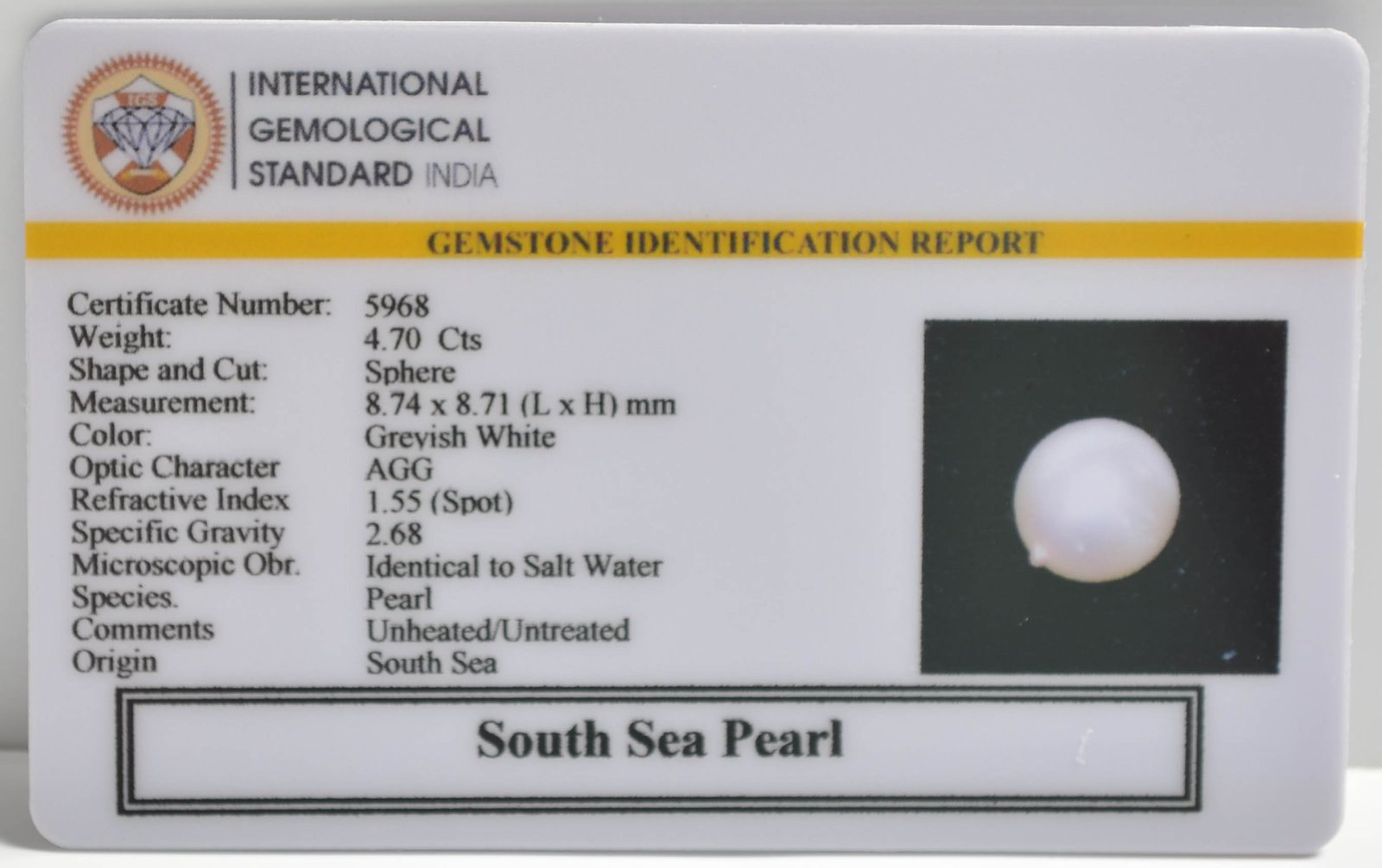 DSP2976 2 1 SOUTH SEA PEARL 4.7 Ct.