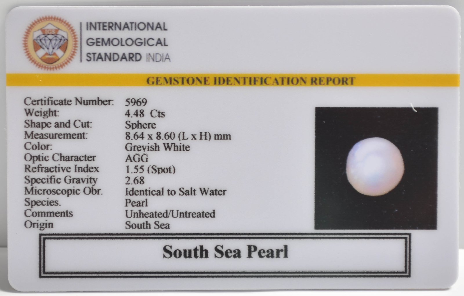 DSP2977 2 1 SOUTH SEA PEARL 4.48 Ct.