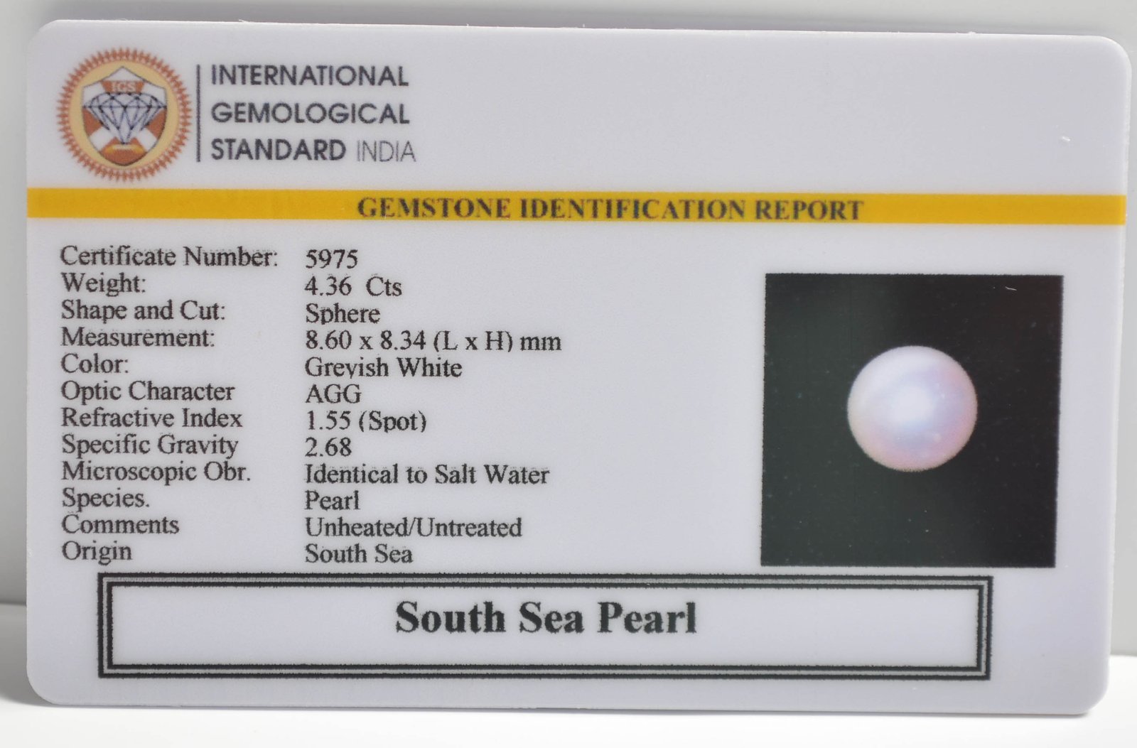 DSP2982 2 1 SOUTH SEA PEARL 4.36 Ct.